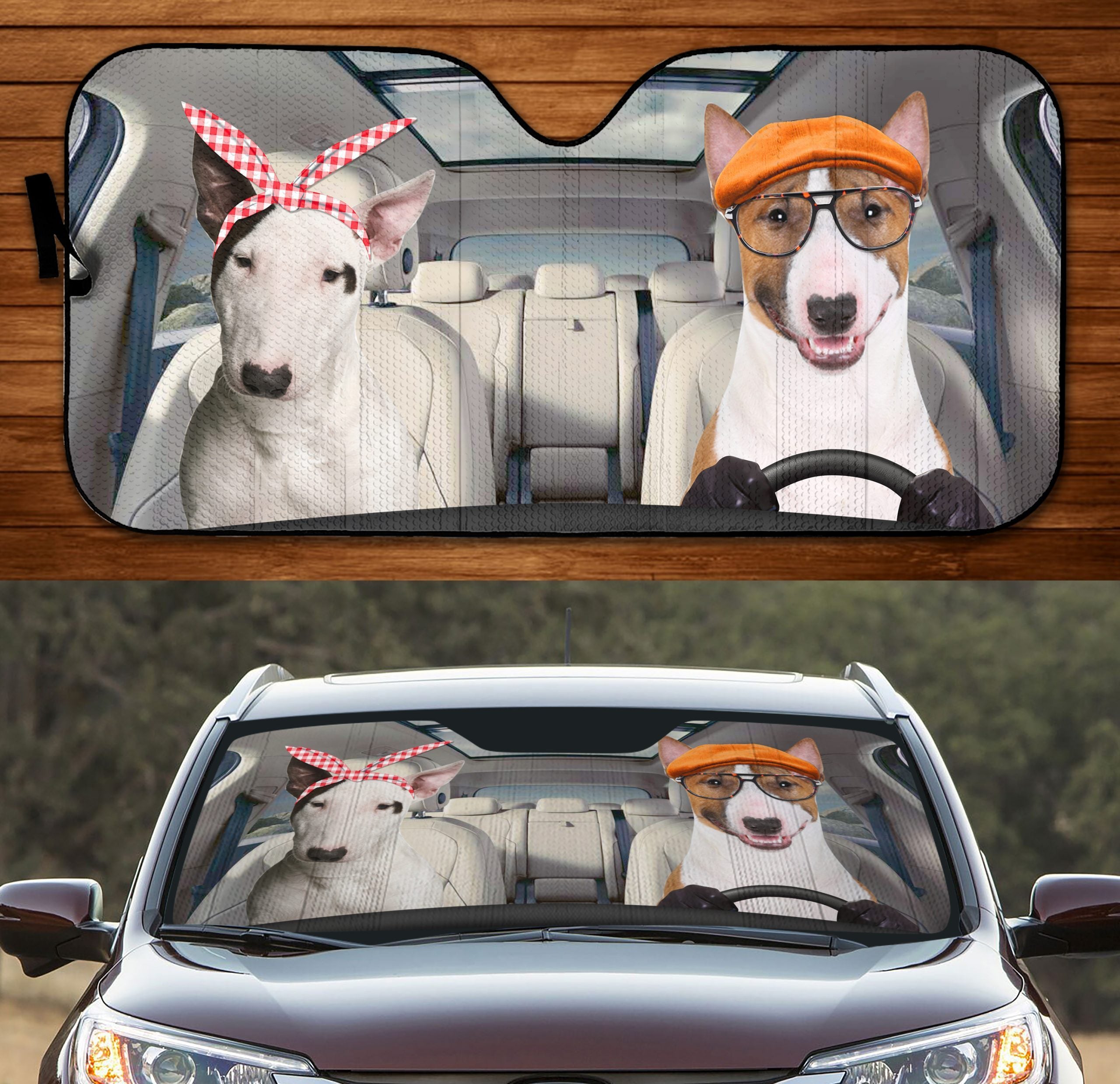 Two Bull Terriers Family Car Windshield Auto Sun Shade Amazing Best Gift Ideas 2021