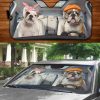 Two Bulldogs Family Car Windshield Auto Sun Shade Amazing Best Gift Ideas 2021