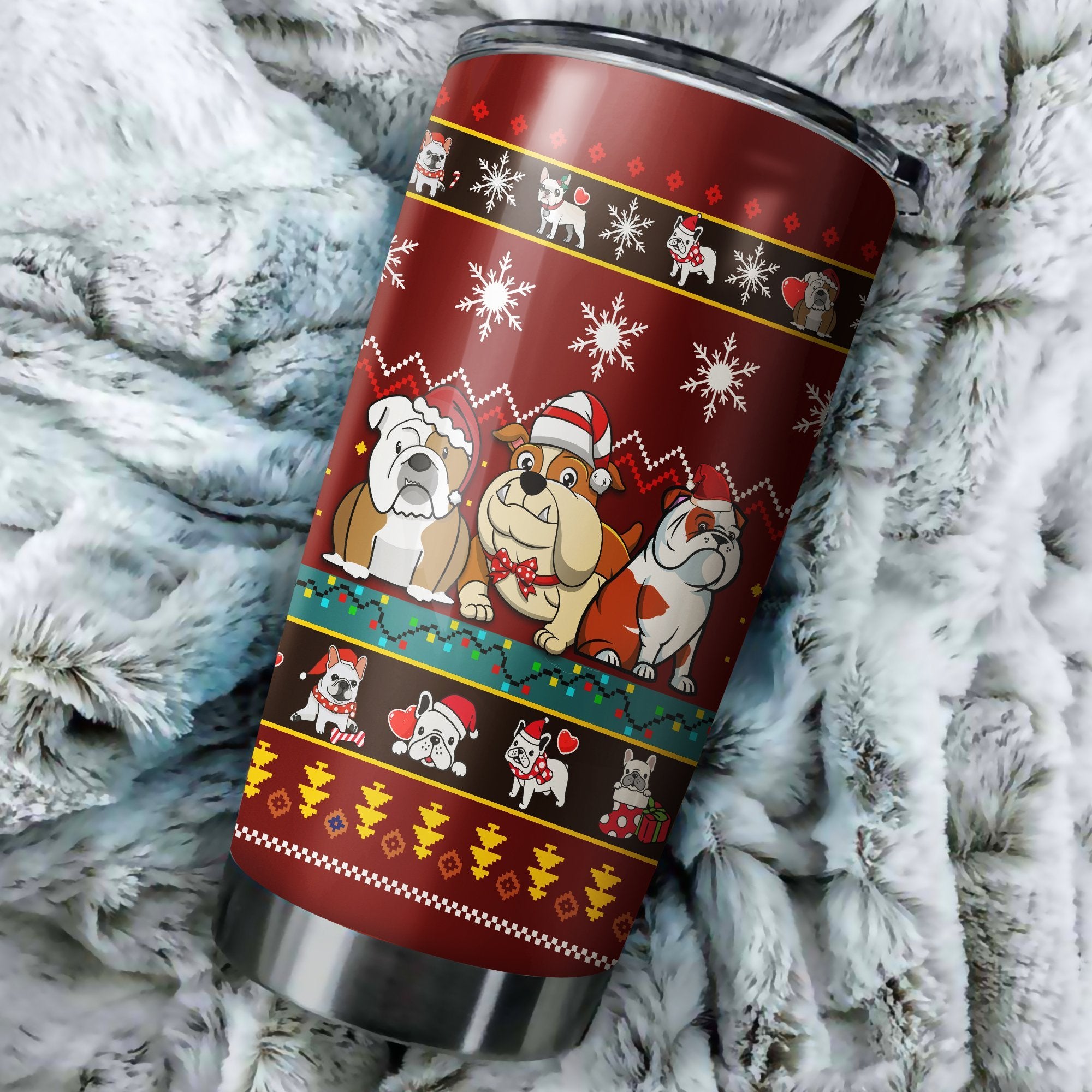 Bulldog Christmas Tumbler Perfect Birthday Best Gift Stainless Traveling Mugs 2021