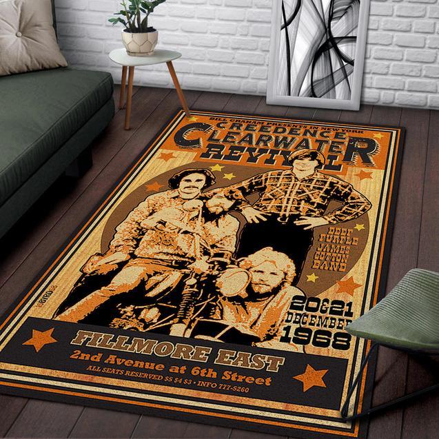 Creedence Clearwater Revival Fillmore East 1968 Area Rug Home Decor Bedroom Living Room Decor