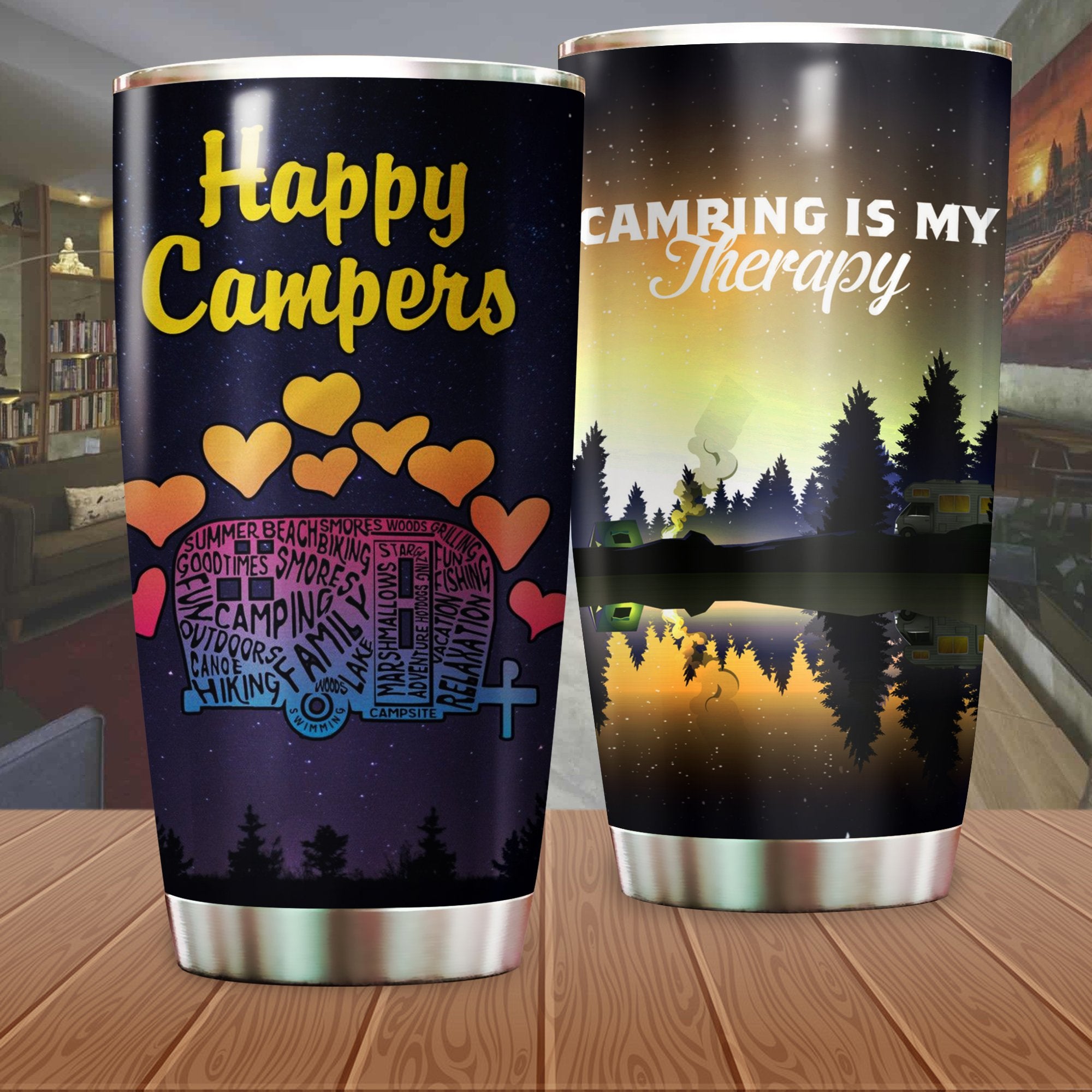 Cam Ping Is My Therapy Camping Camfire Tumbler 2021