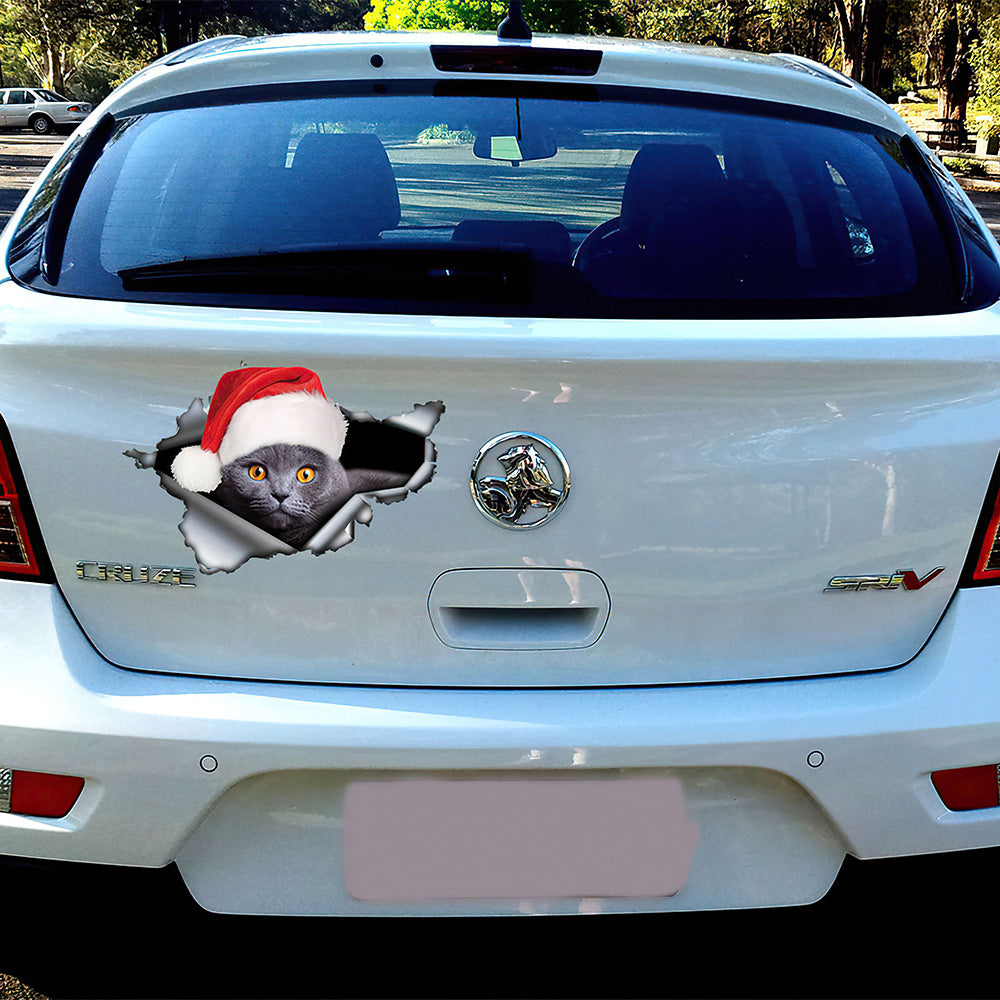 Best Cat With Santa'S Hat Car 3D Stickers Decal Car Accessories Car Decoration Amazing Gift Idea