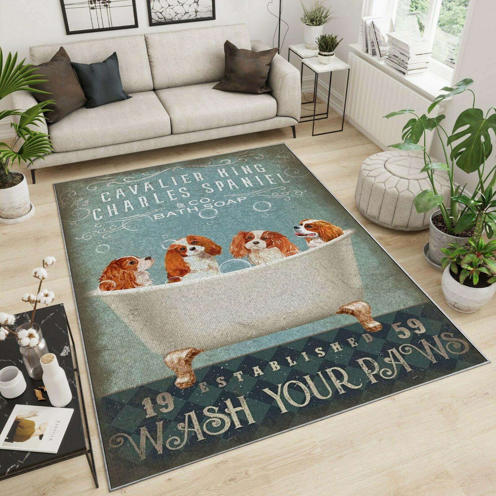 Cavalier King Charles Spaniel Area Rug Home Decor Bedroom Living Room Decor