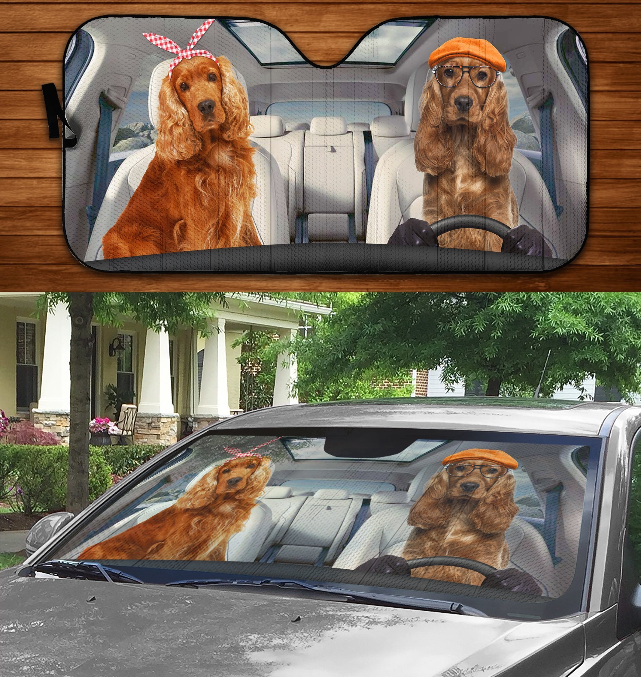 Two Cocker Spaniels Family Car Windshield Auto Sunshade Amazing Best Gift Ideas 2021