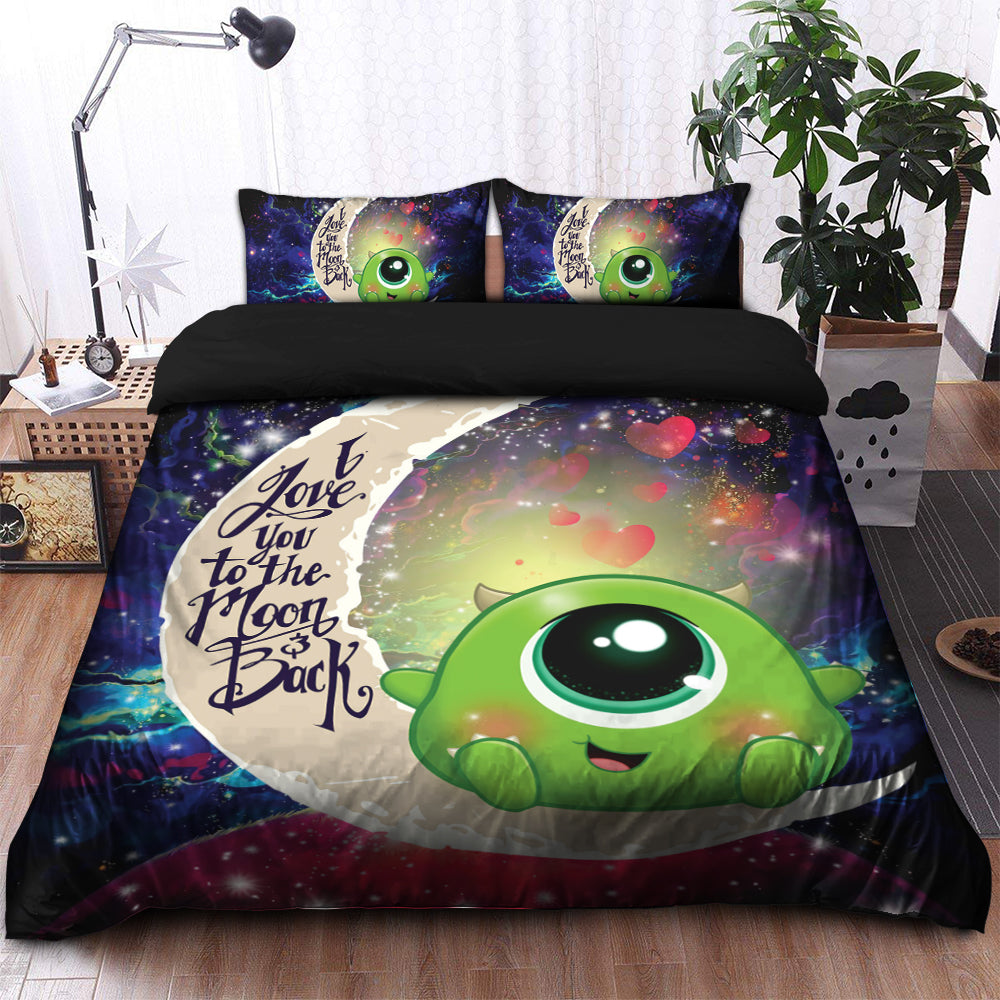 Cute Mike Monster Inc Love You To The Moon Galaxy Bedding Set Duvet Cover And 2 Pillowcases
