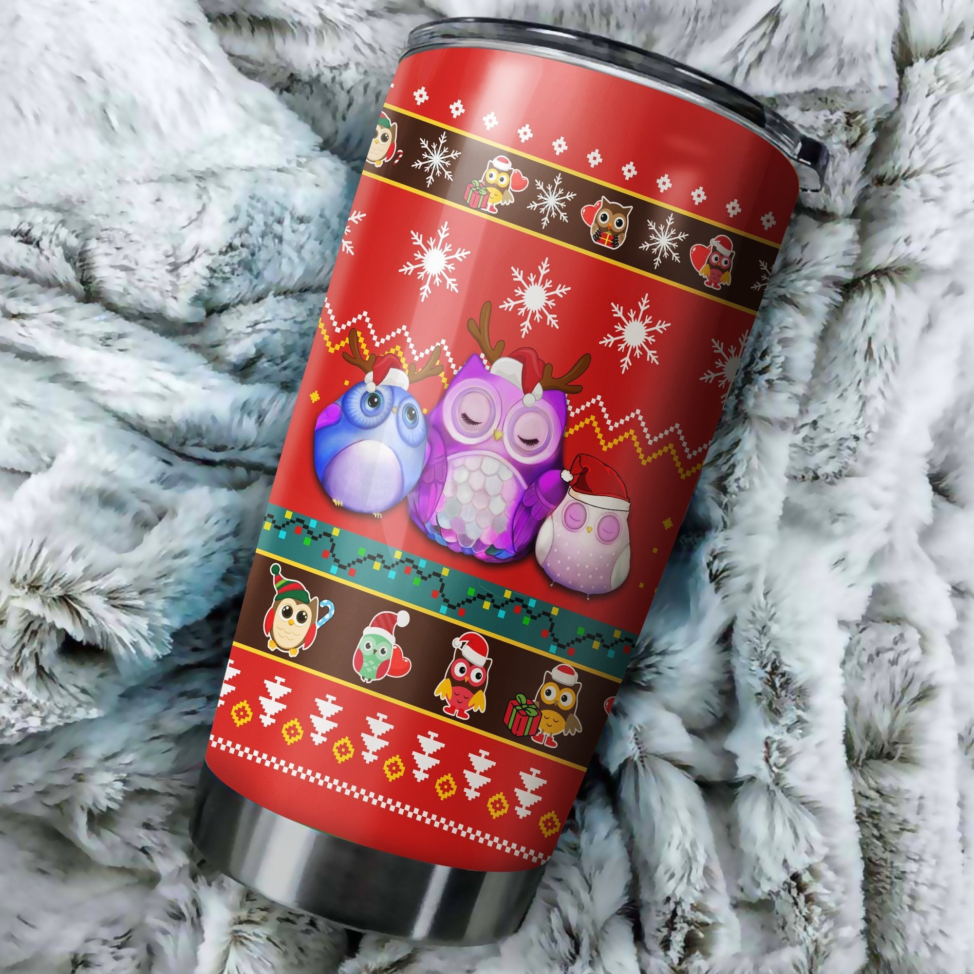 Cute Owl Christmas 2 Tumbler Perfect Birthday Best Gift Stainless Traveling Mugs 2021