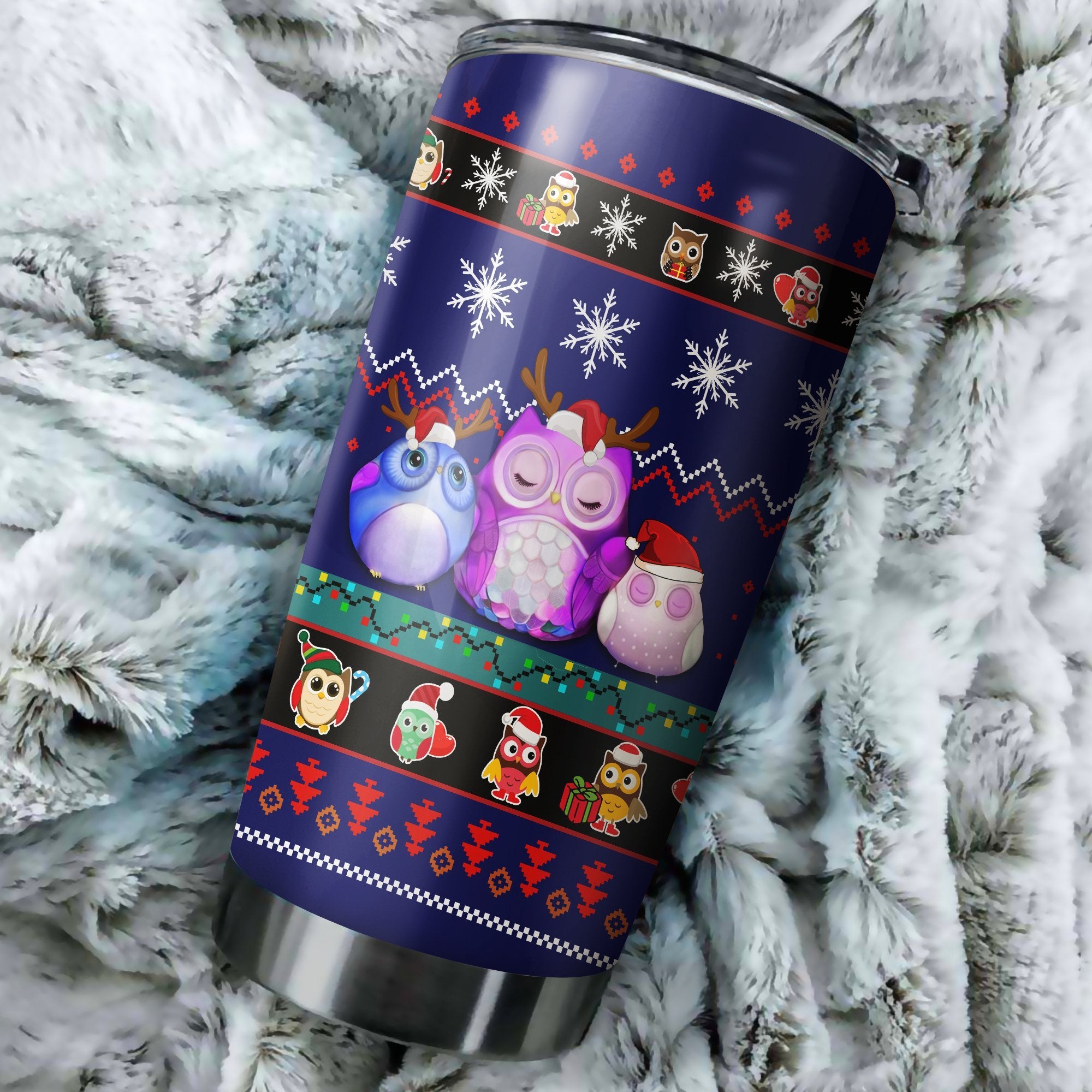 Cute Owl Christmas 3 Tumbler Perfect Birthday Best Gift Stainless Traveling Mugs 2021