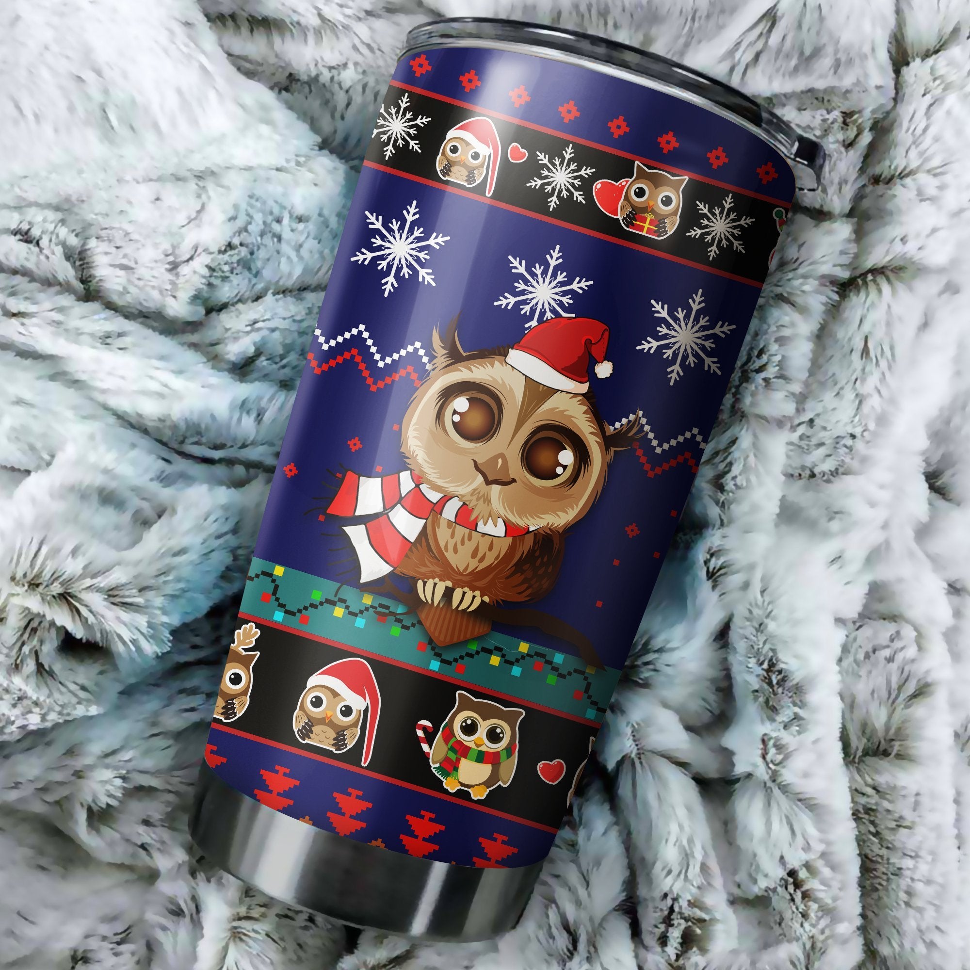 Cute Owl Christmas 4 Tumbler Perfect Birthday Best Gift Stainless Traveling Mugs 2021