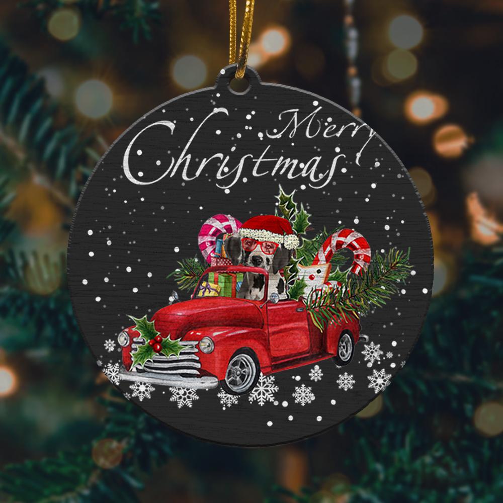 Cute Santa Great Dane Riding Red Truck Christmas Ornament 2022 Amazing Decor Ideas