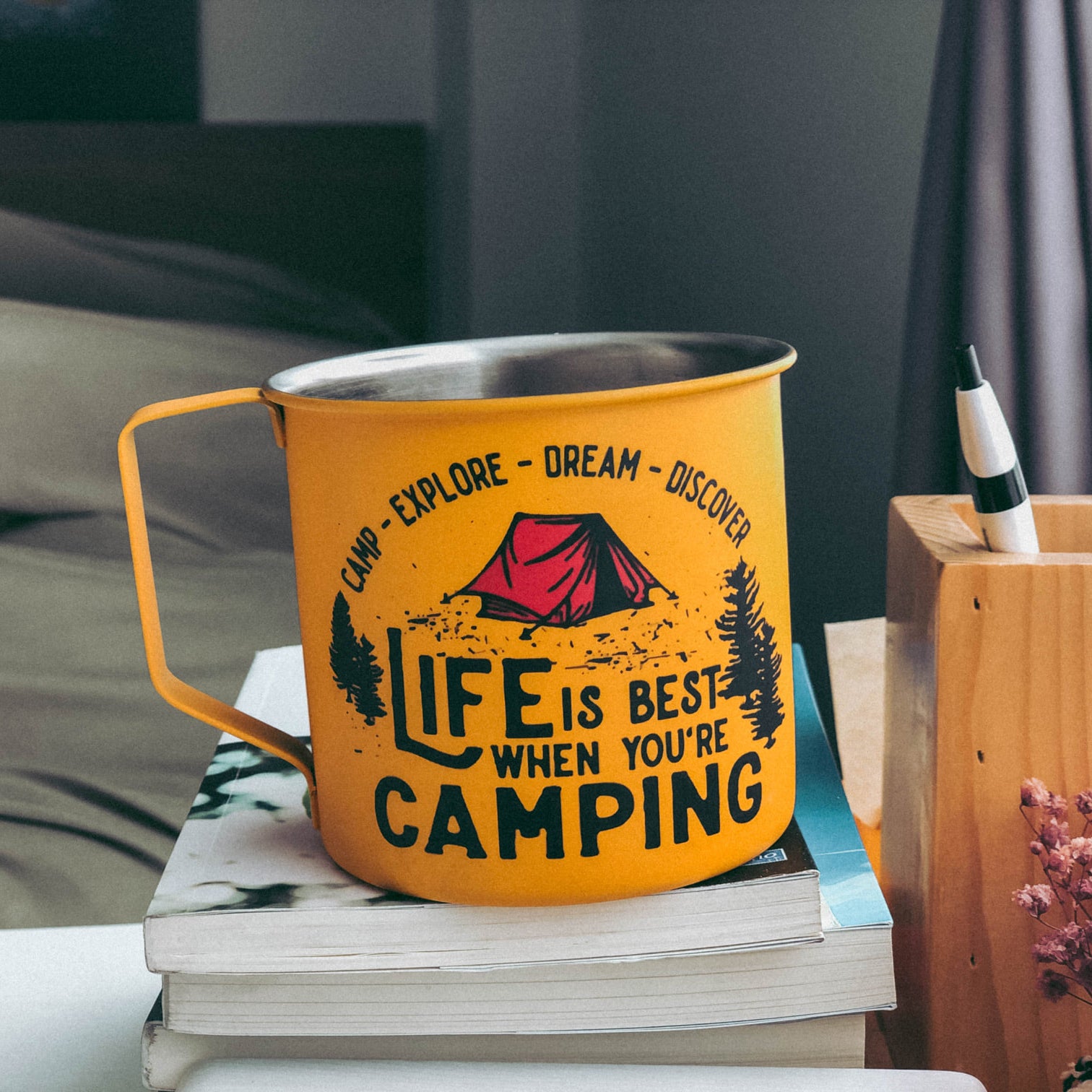 Yellow Life Is Best When You Are Camping Mug Best Campfire Travel Mugs 2022