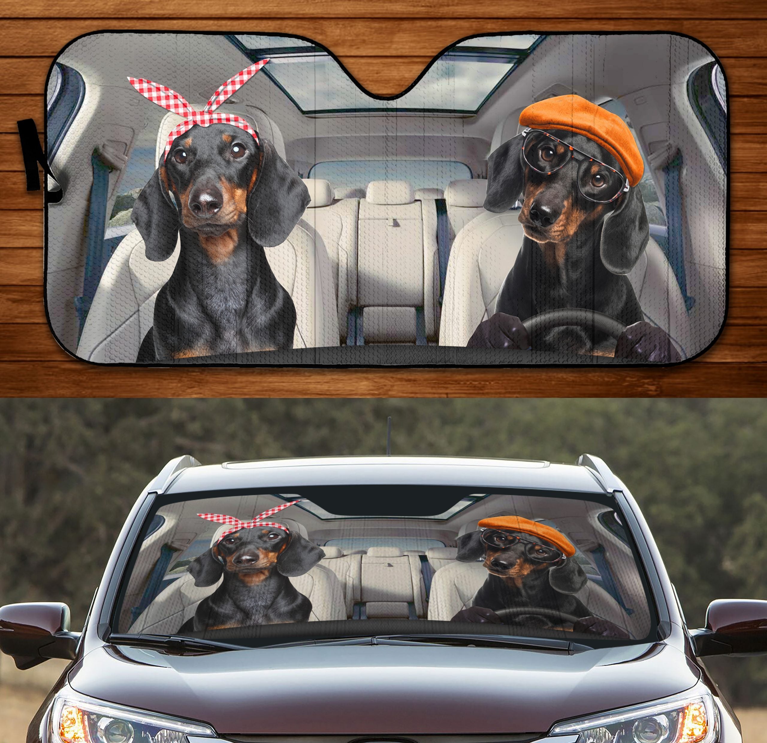 Two Dachshunds Black Family Car Windshield Auto Sun Shade Amazing Best Gift Ideas 2021