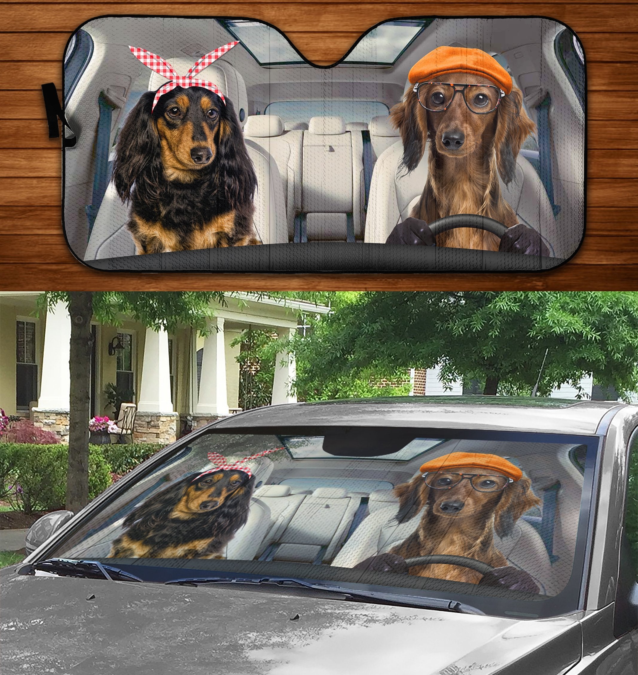 Two Dachshunds Longhair Family Car Windshield Auto Sun Shade Amazing Best Gift Ideas 2021