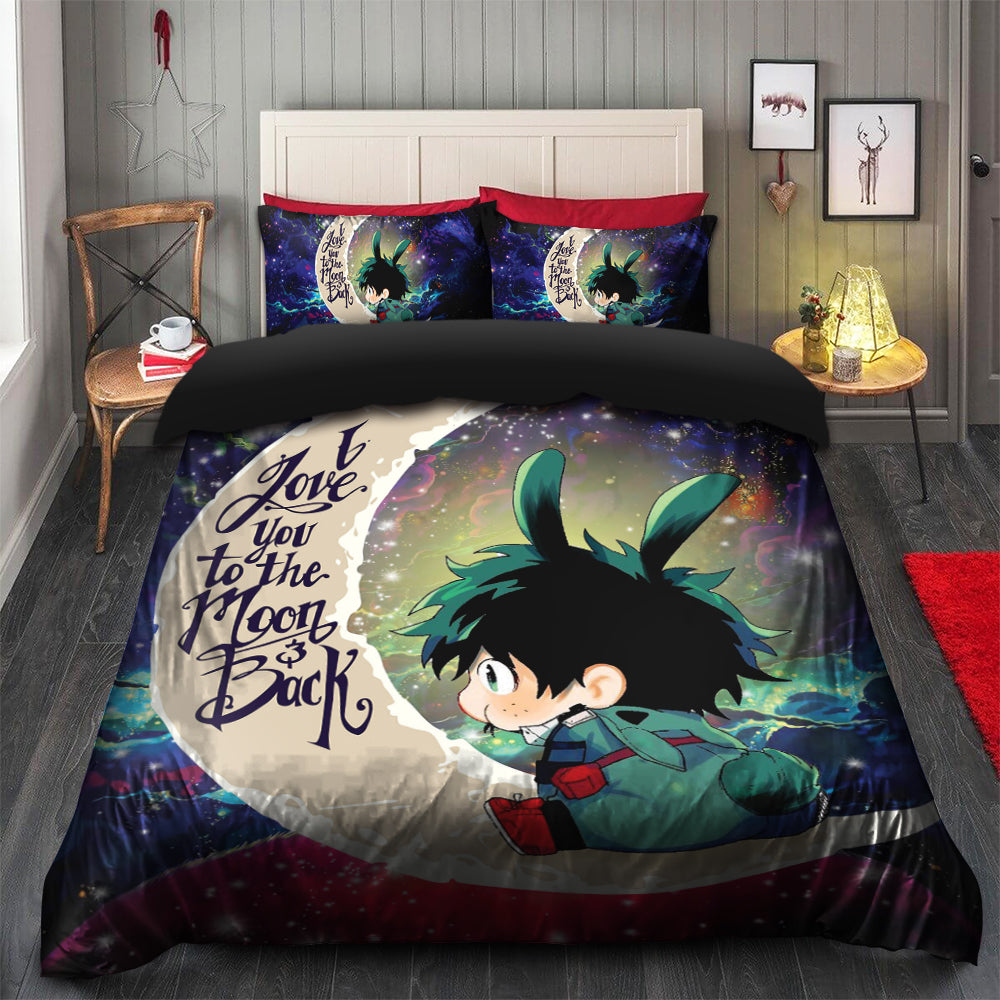 Deku My Hero Academia AnimeLove You To The Moon Galaxy Bedding Set Duvet Cover And 2 Pillowcases