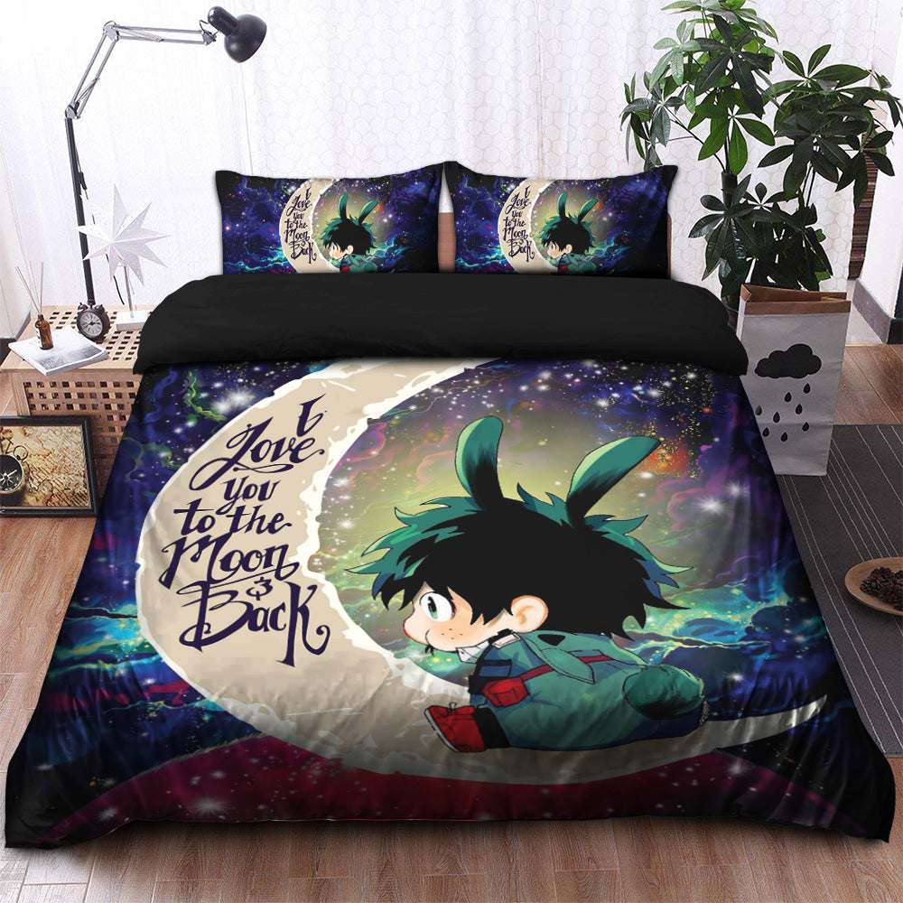 Deku My Hero Academia AnimeLove You To The Moon Galaxy Bedding Set Duvet Cover And 2 Pillowcases