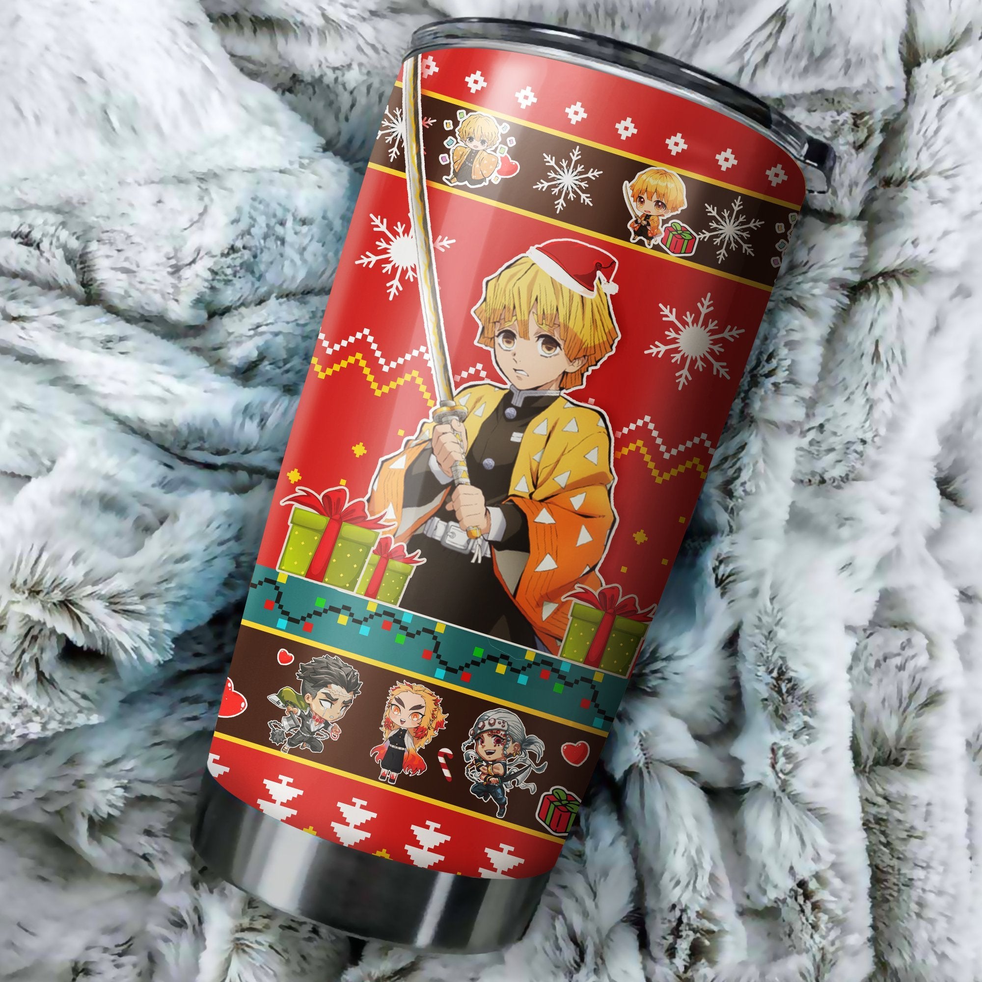 Demon Slayer Characters Agatsuma Zenitsu Christmas Tumbler Perfect Birthday Best Gift Stainless Traveling Mugs 2021