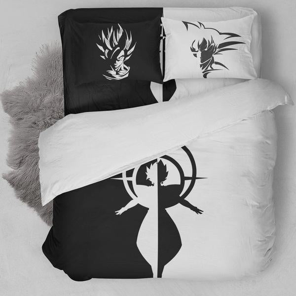 Dragon Ball All Black And White Bedding Set