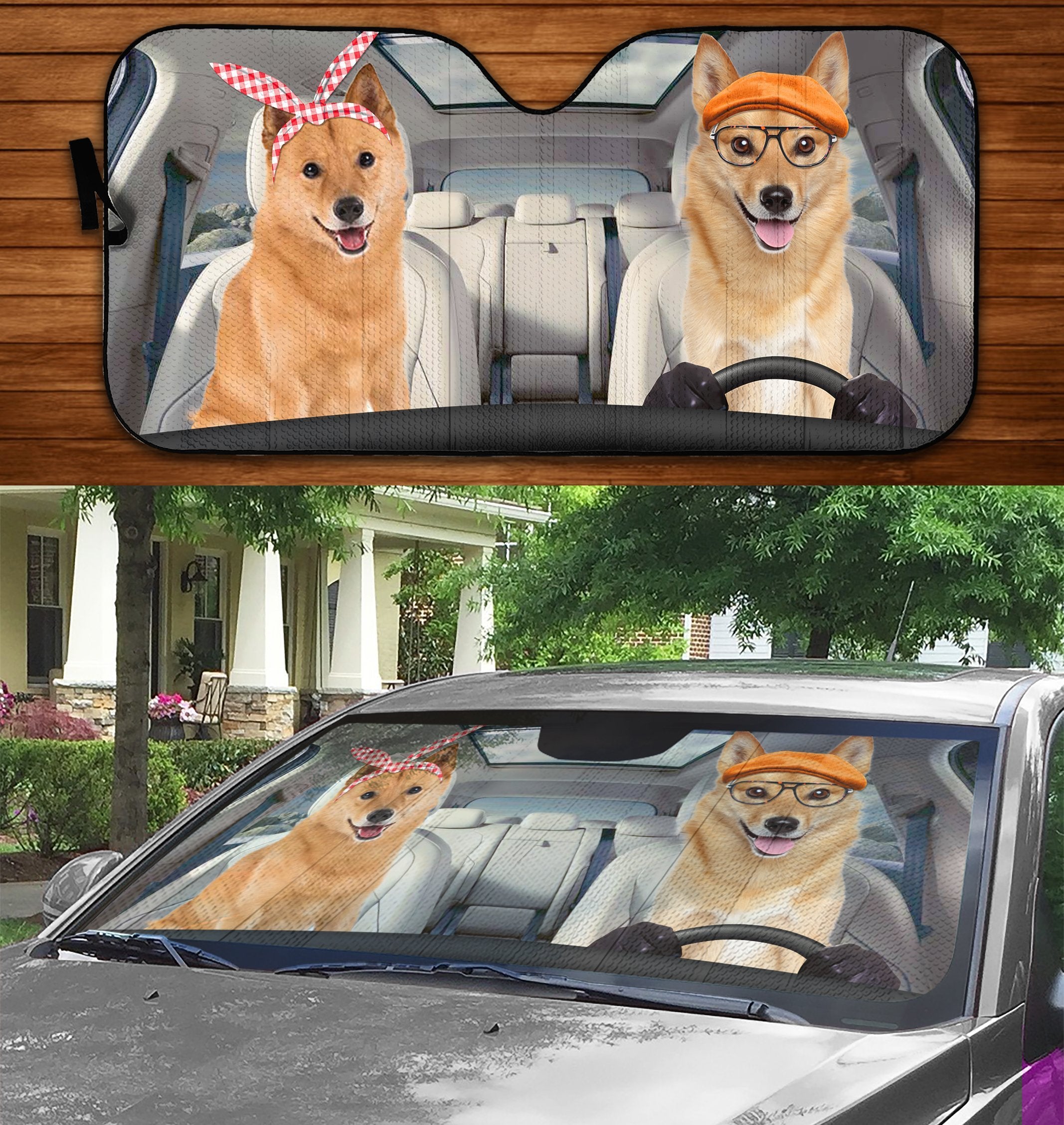 Two Finnish Spitzs Family Car Windshield Auto Sunshade Amazing Best Gift Ideas 2021