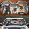 Three Frenchie French Bulldogs Car Windshield Face Auto Sun Shade Amazing Best Gift Ideas 2021