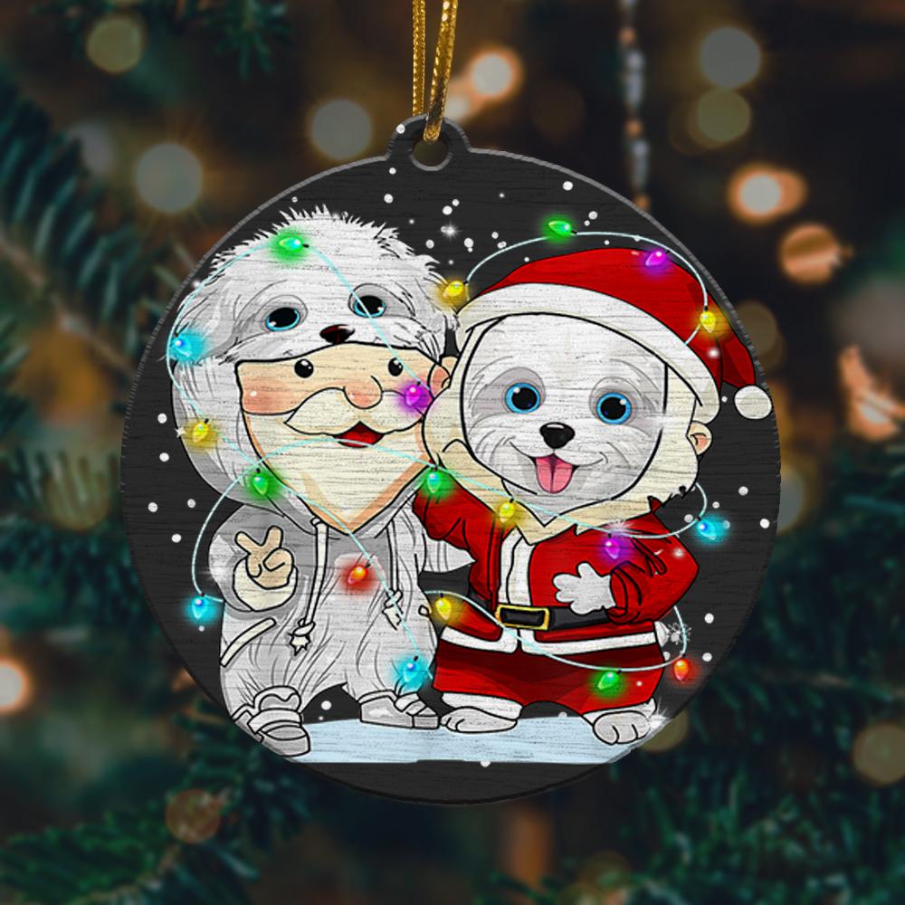 Funny Maltese Wearing Santa Suit Christmas Light Christmas Ornament 2022 Amazing Decor Ideas