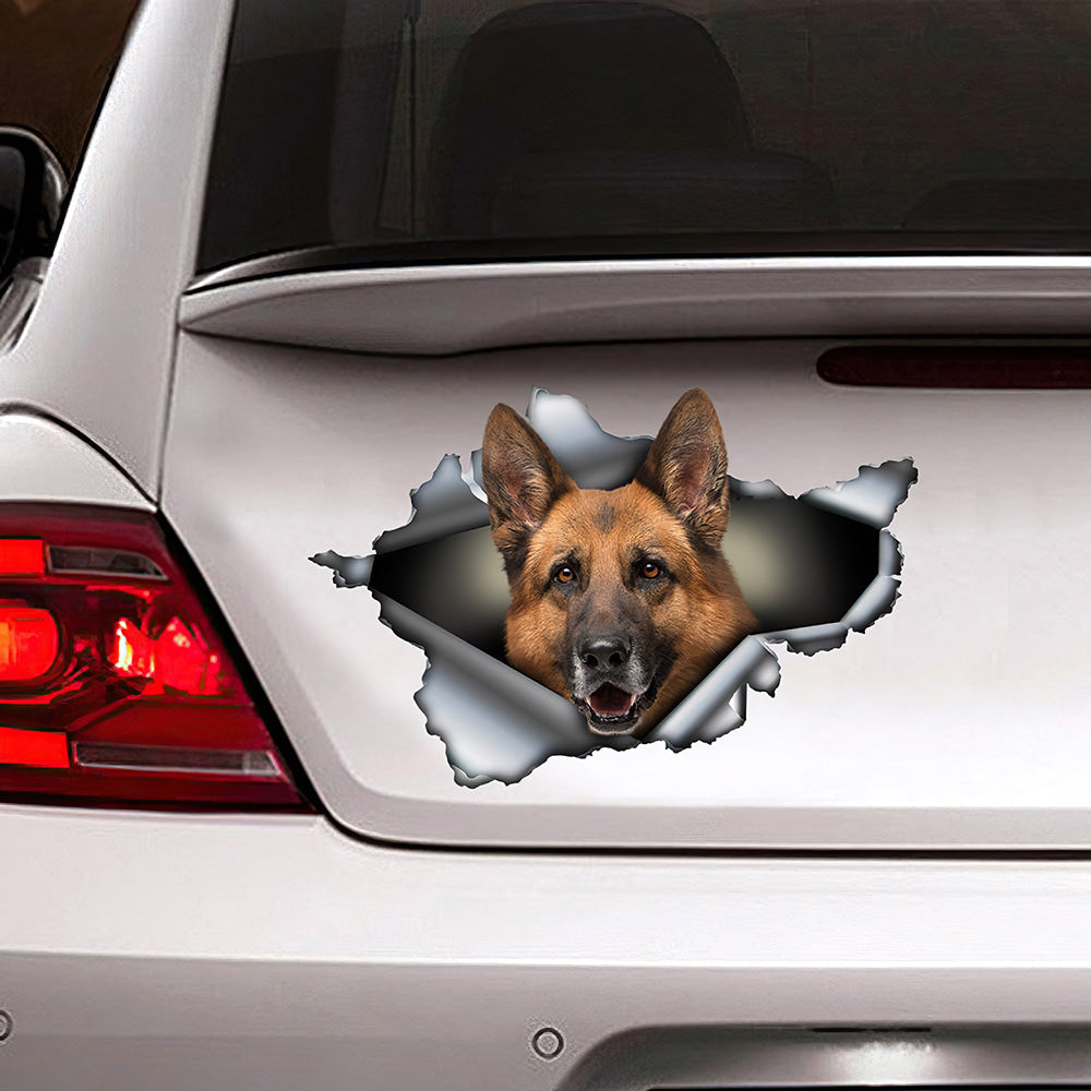 Best German Shepherd Sticker , Torn Metal Car 3D Stickers Decal Car Accessories Car Decoration Amazing Gift Idea