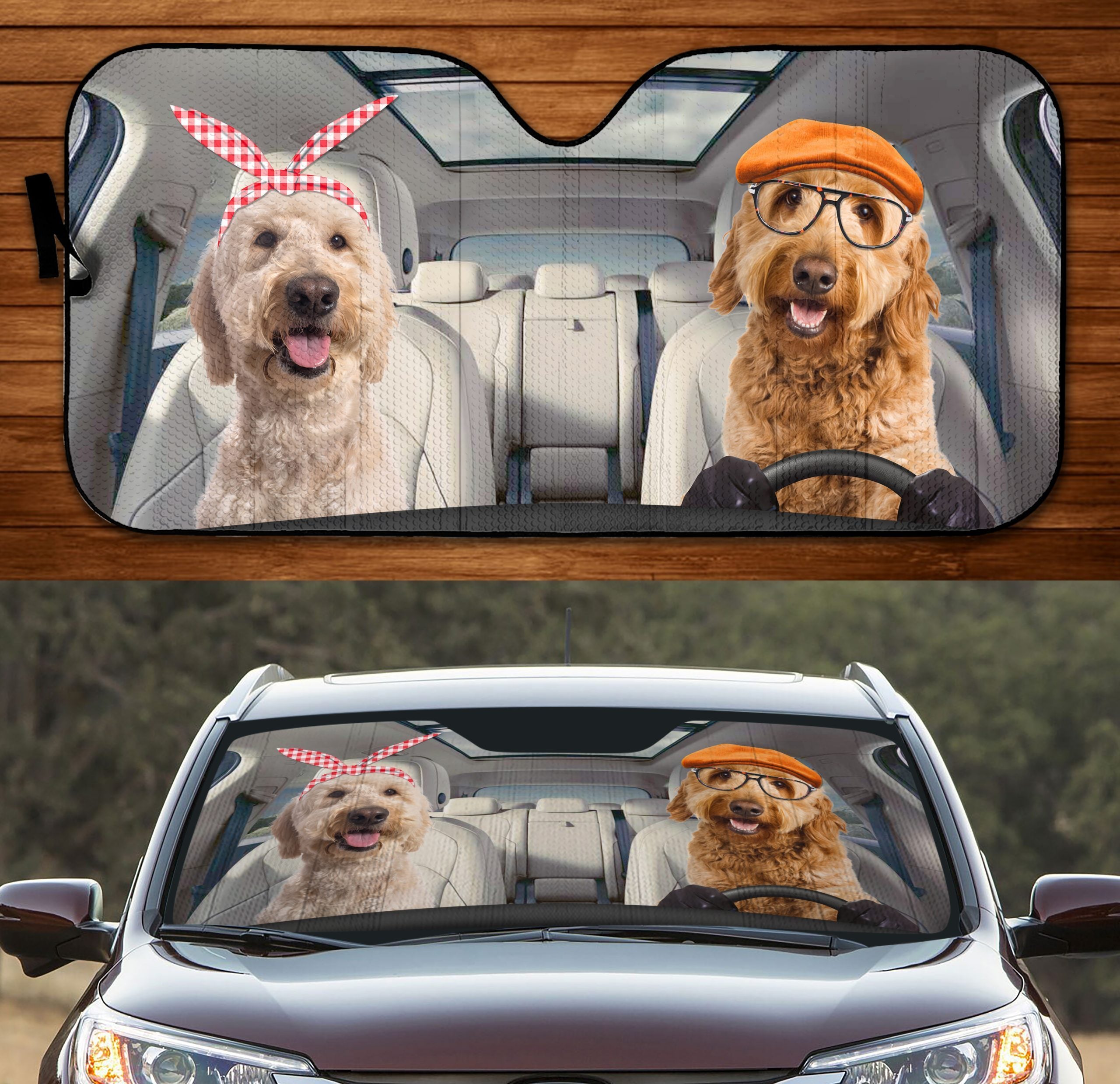 Two Goldendoodles Family Car Windshield Auto Sun Shade Amazing Best Gift Ideas 2021