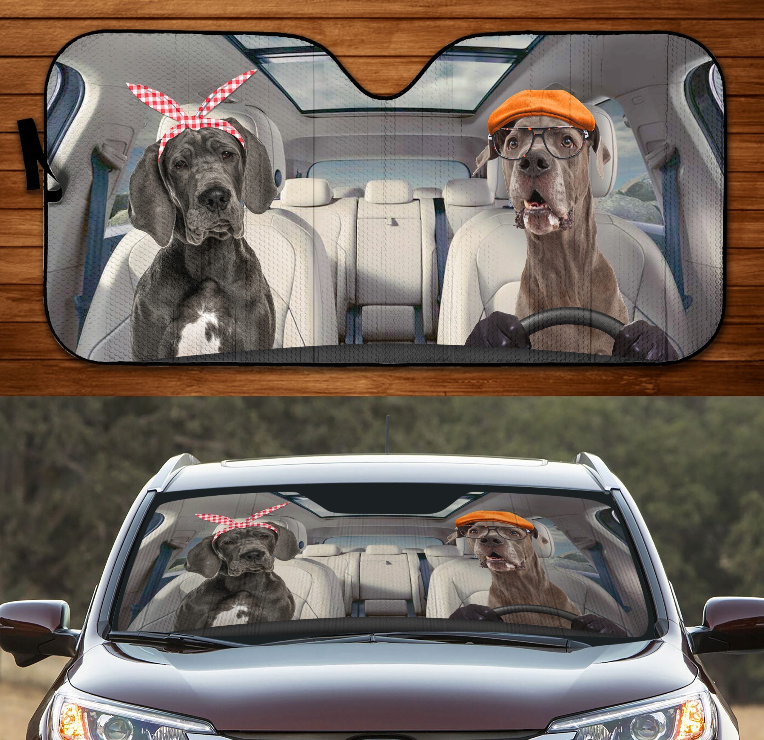 Two Great Danes Family Car Windshield Auto Sun Shade Amazing Best Gift Ideas 2021