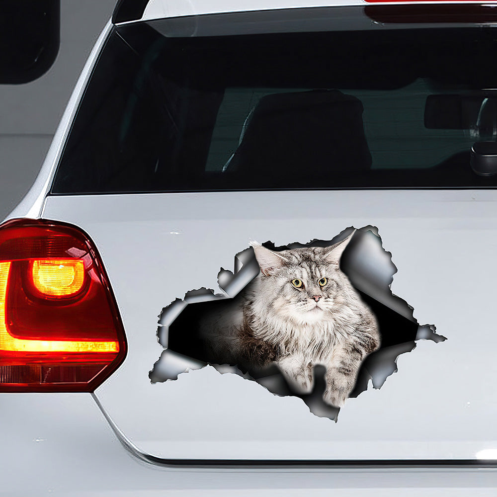 Best Grey Maine Coon Car 3D Stickers Decal Car Accessories Car Decoration Amazing Gift Idea