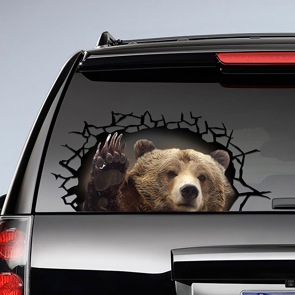 Best Grizzly 3D Sticker, Cracked Window Car 3D Stickers Decal Car Accessories Car Decoration Amazing Gift Idea