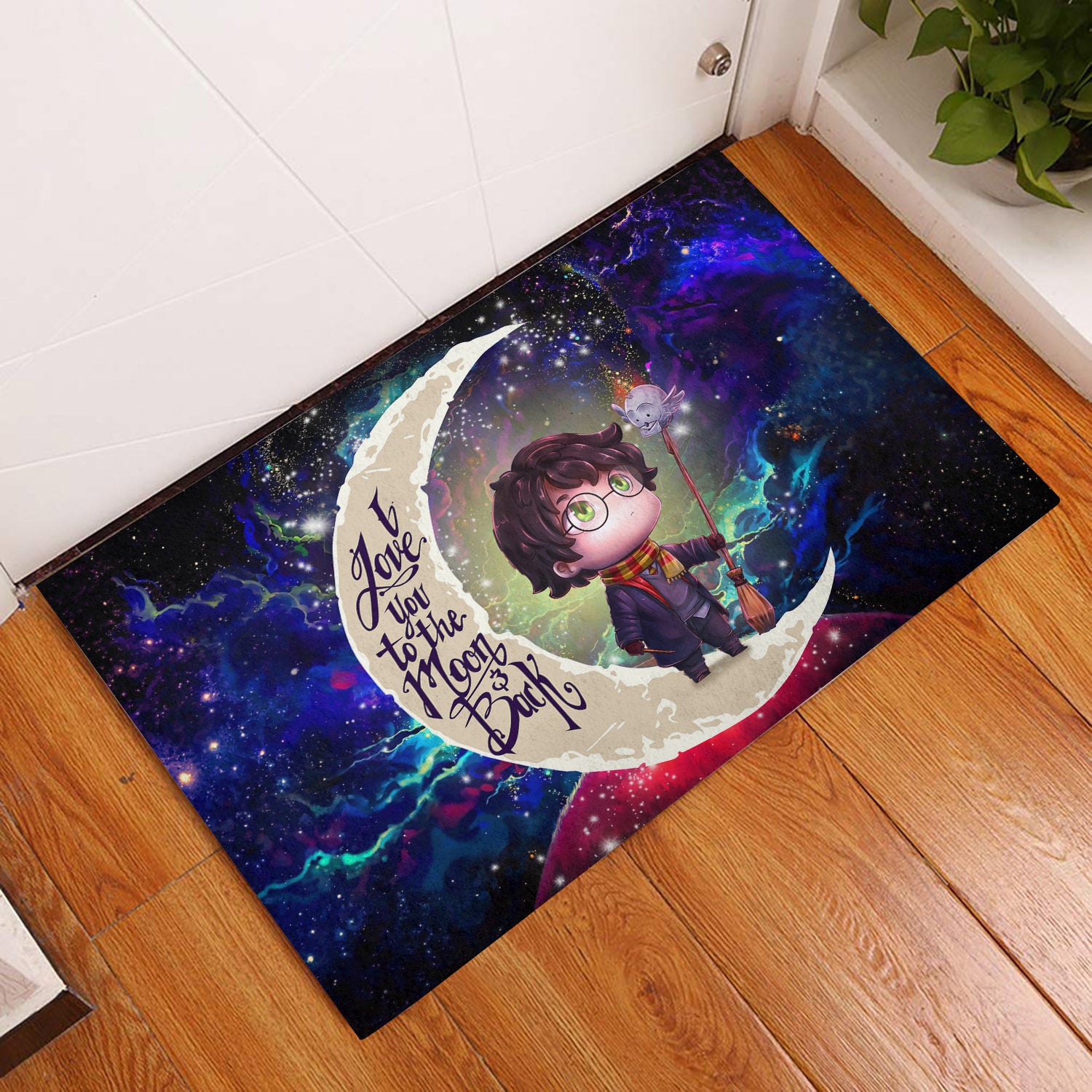 Harry Potter Chibi Love You To The Moon Galaxy Back Door Mats Home Decor