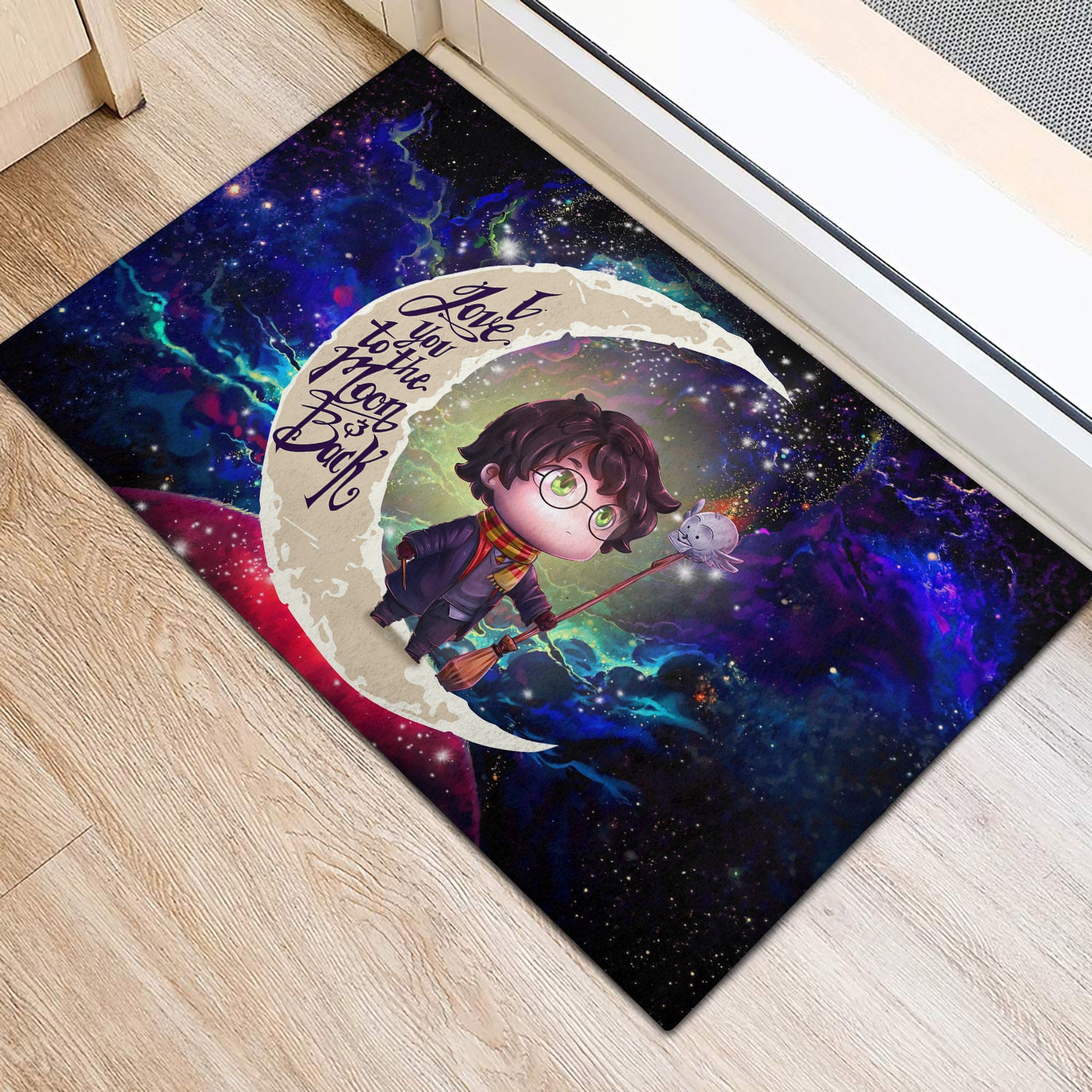 Harry Potter Chibi Love You To The Moon Galaxy Back Door Mats Home Decor