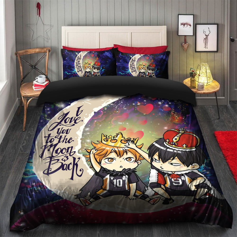 Hinata And Tobio Haikyuu Love You To The Moon Galaxy Bedding Set Duvet Cover And 2 Pillowcases
