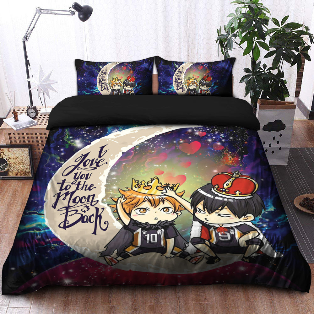 Hinata And Tobio Haikyuu Love You To The Moon Galaxy Bedding Set Duvet Cover And 2 Pillowcases