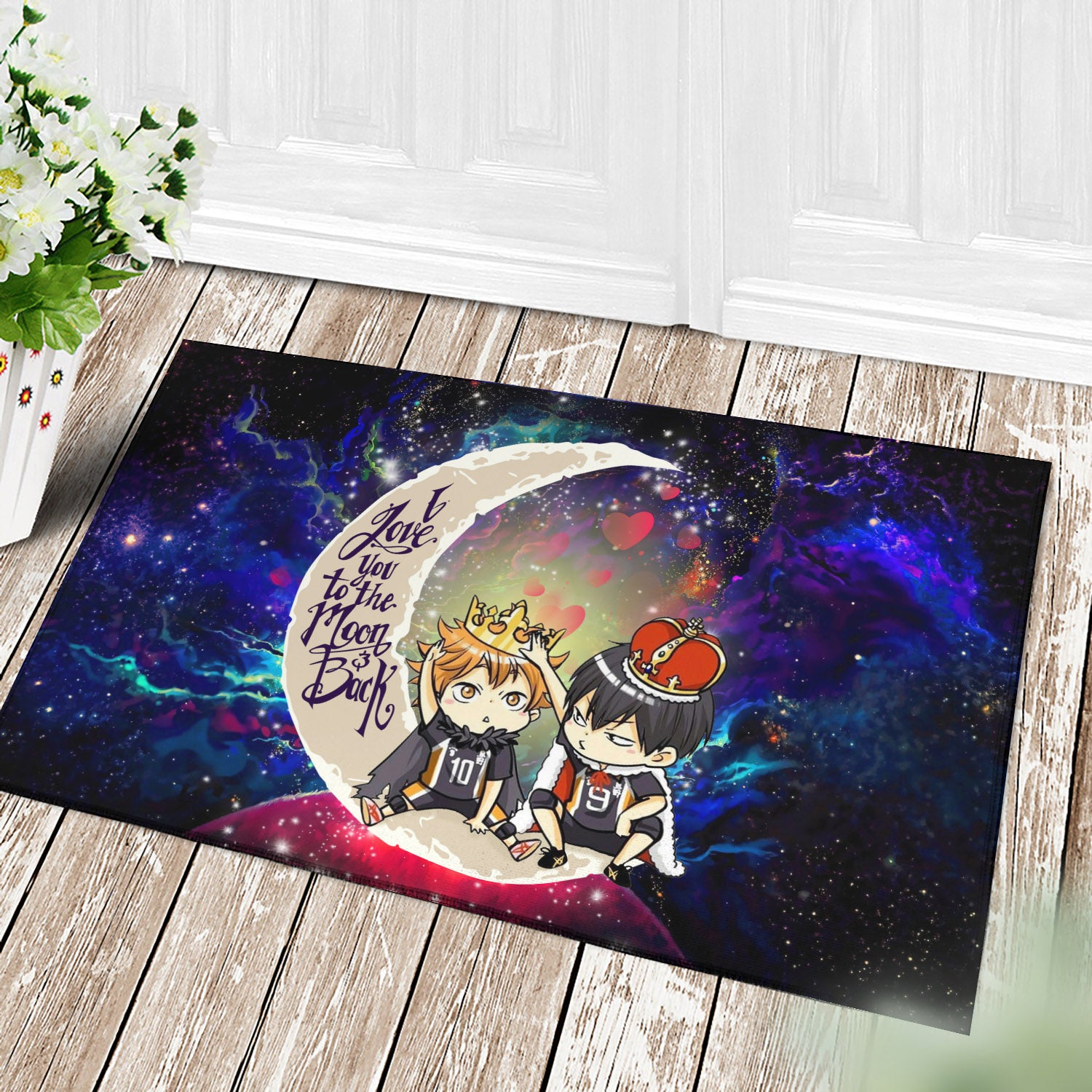 Hinata And Tobio Haikyuu Love You To The Moon Galaxy Back Door Mats Home Decor