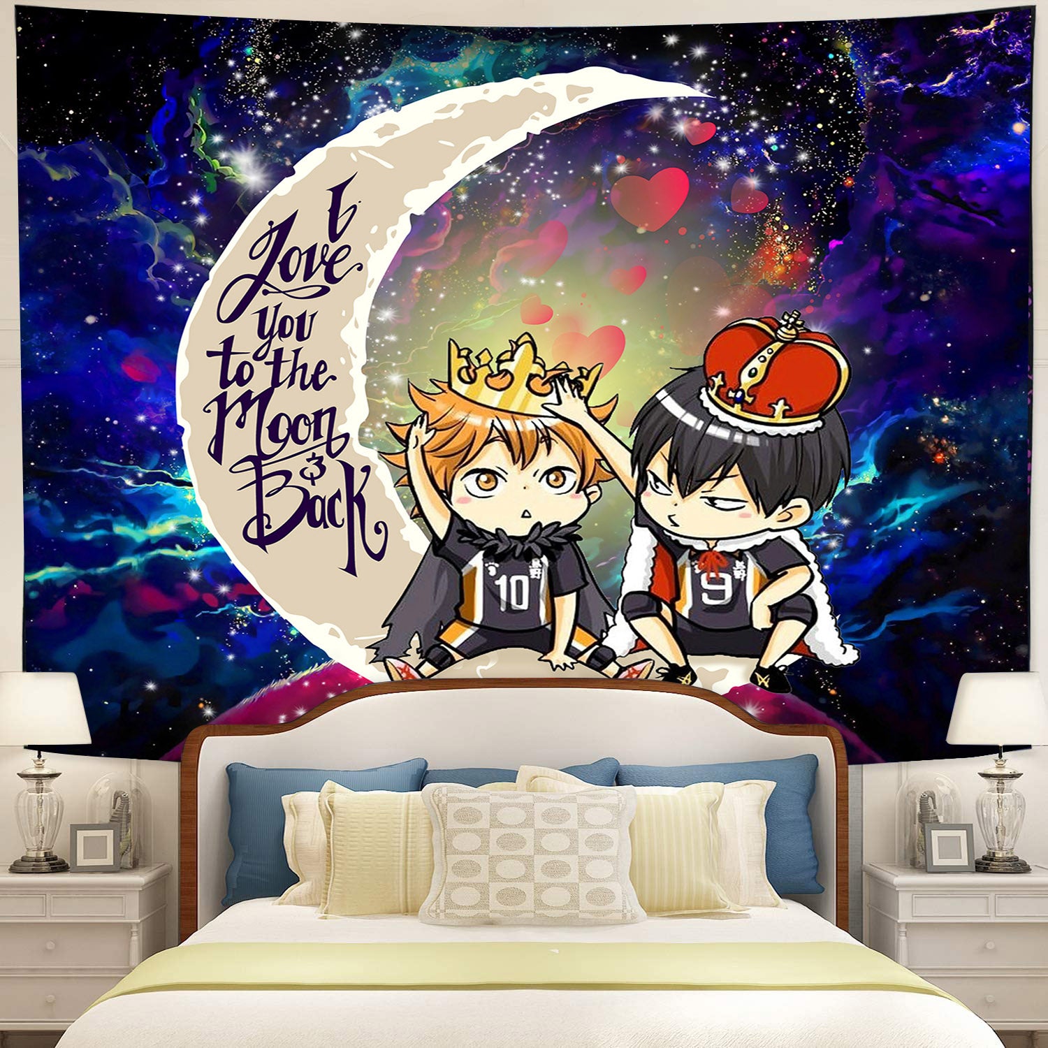 Hinata And Tobio Haikyuu Moon And Back Galaxy Tapestry Room Decor