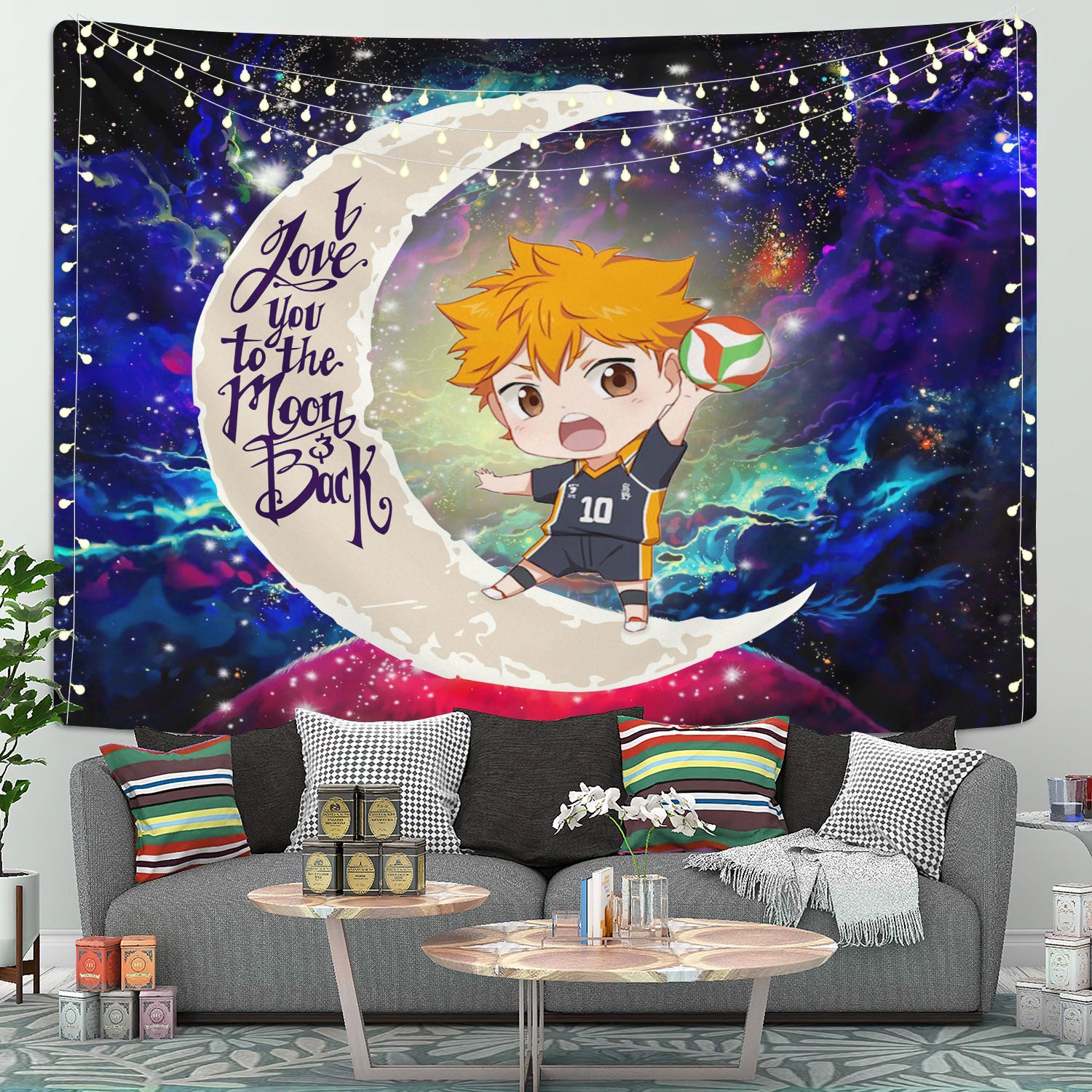 Hinata Haikyuu Moon And Back Galaxy Tapestry Room Decor
