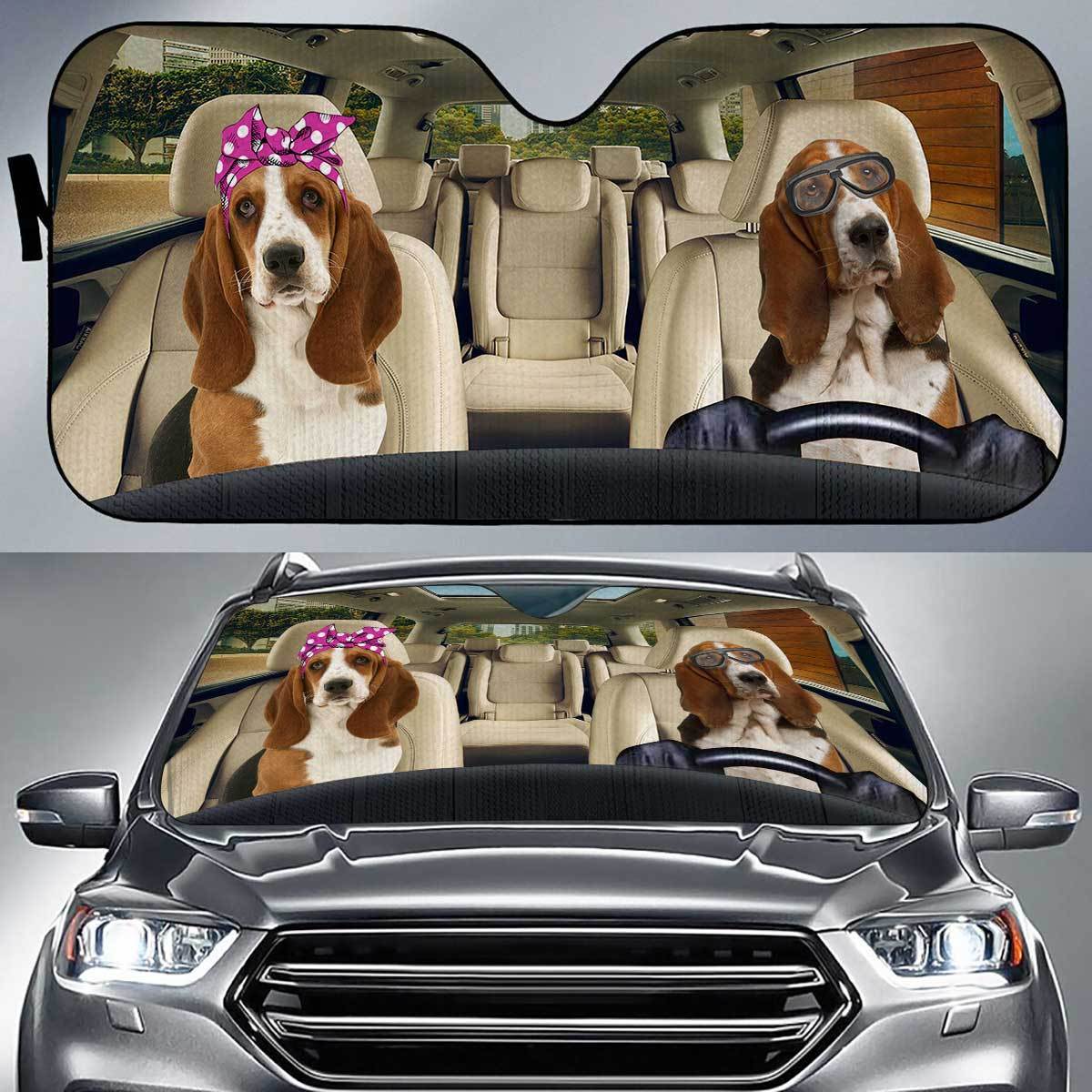 Basset Hound Driver Auto Sun Shade Hd Gift Ideas 2022