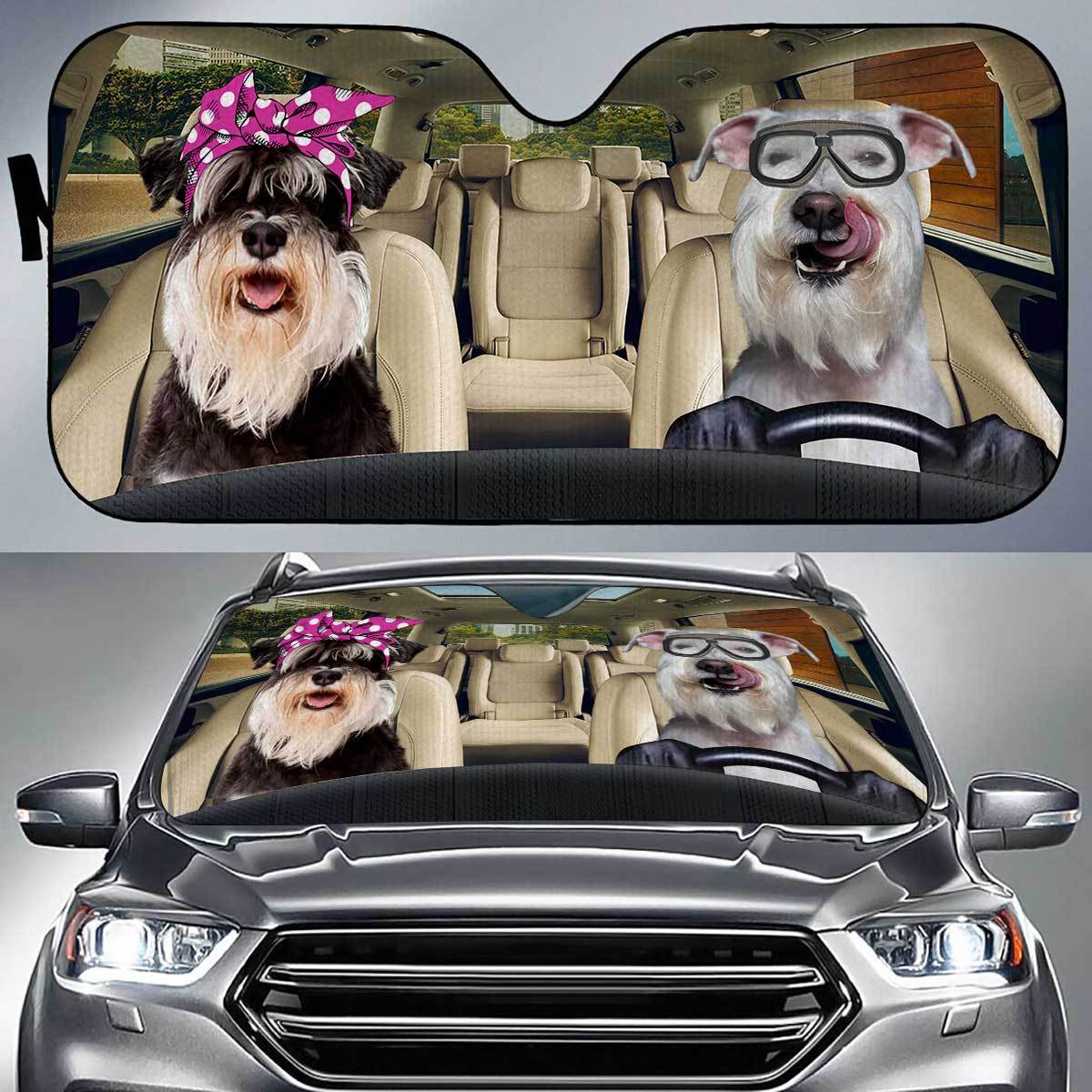 Miniature Schnauzer Driver Auto Sun Shade Gift Ideas 2022