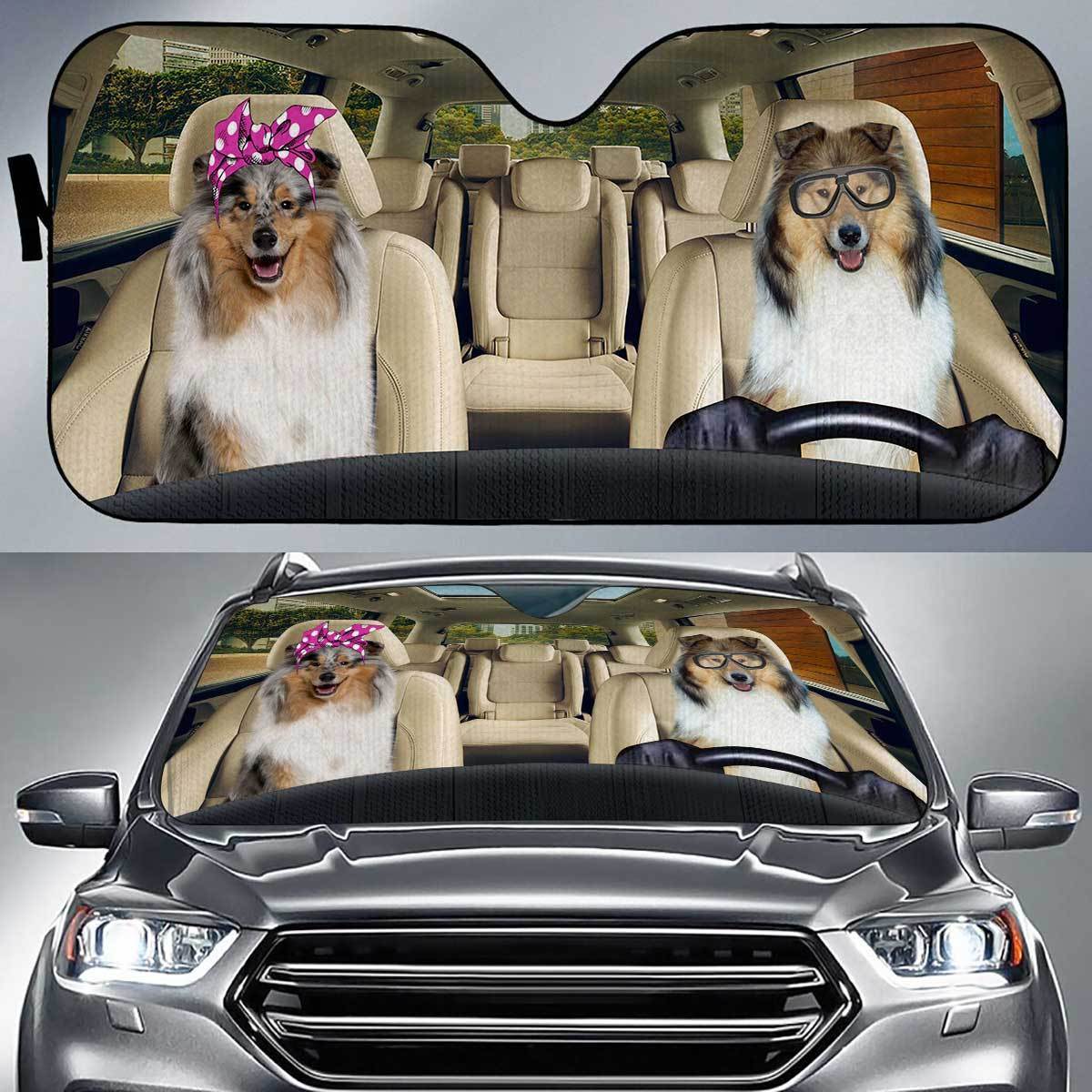 Rough Collie Driver Auto Sun Shade Gift Ideas 2022