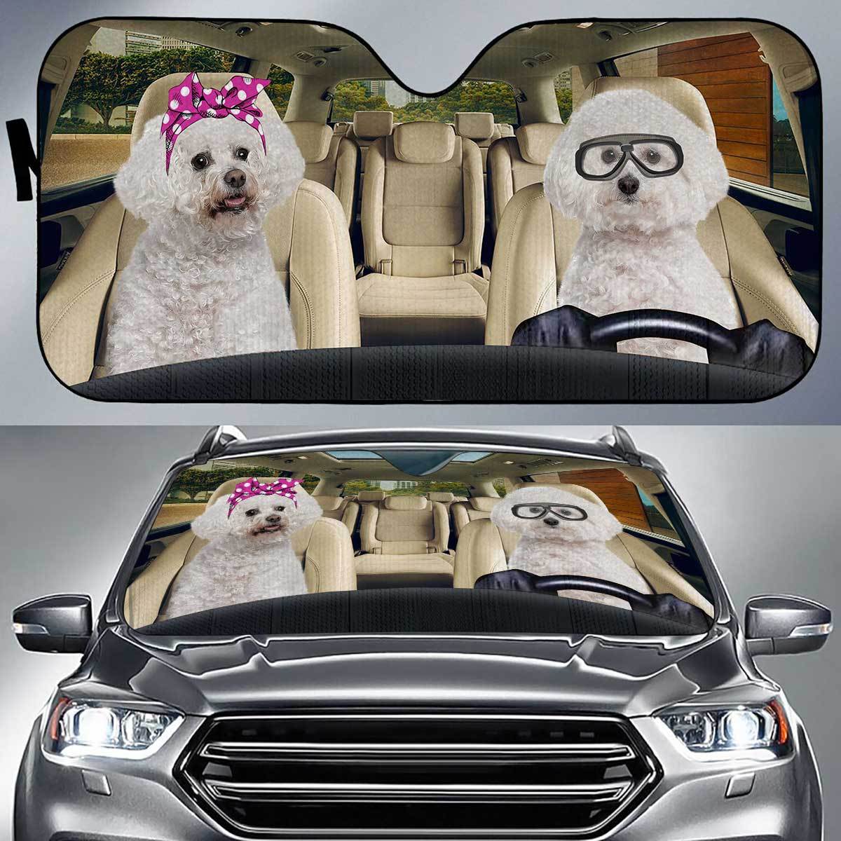 Bichon Frise Driver Auto Sun Shade Gift Ideas 2022