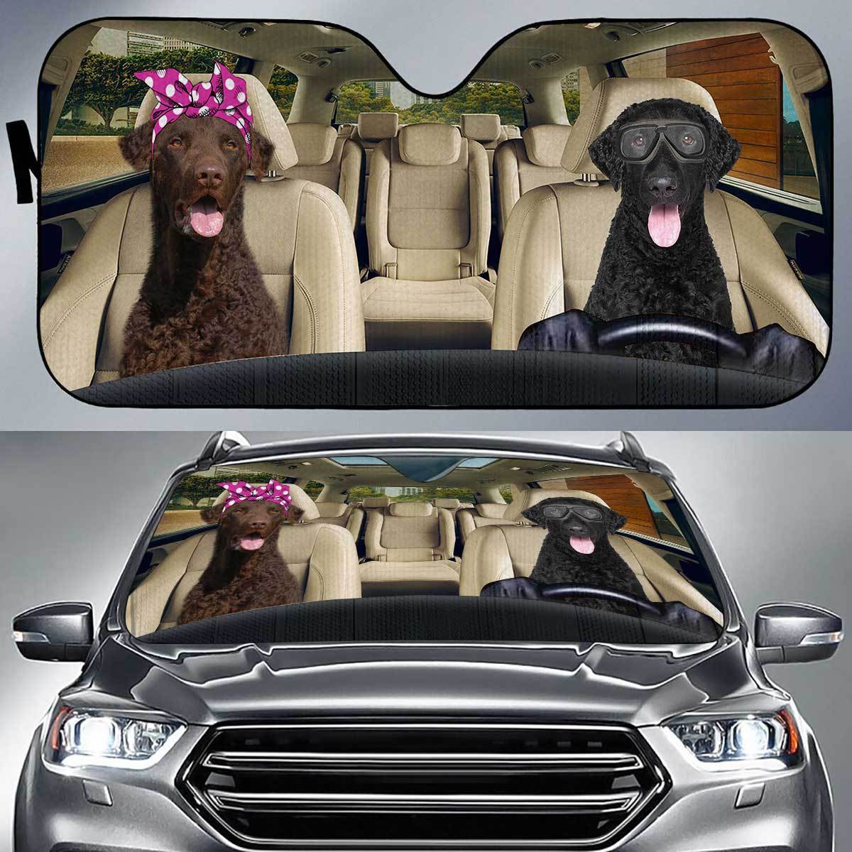 Curly Coated Retriever Driver Auto Sun Shade Gift Ideas 2022