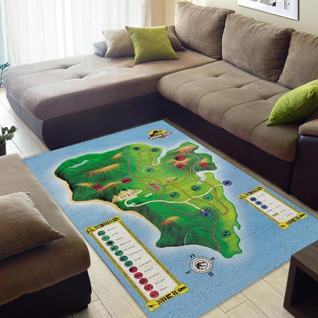 Jurassic Park Map Area Rug Home Decor Bedroom Living Room Decor