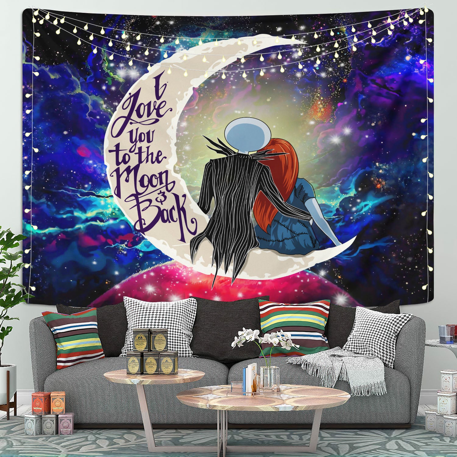 Jack And Sally Night Mare Moon And Back Tapestry Room Decor