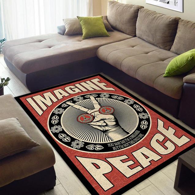 John Lennon Peace Imagine Area Rug Home Decor Bedroom Living Room Decor