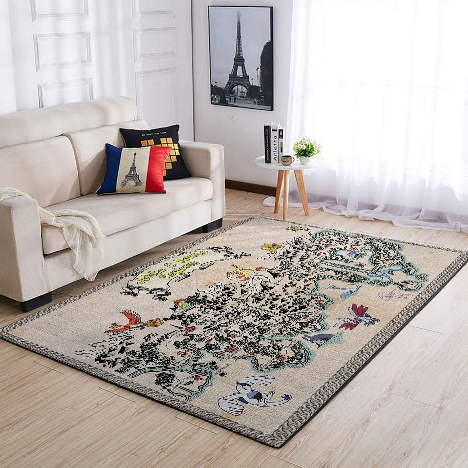 Kanto And Johto Regions Map Pokemon Area Rug Home Decor Bedroom Living Room Decor