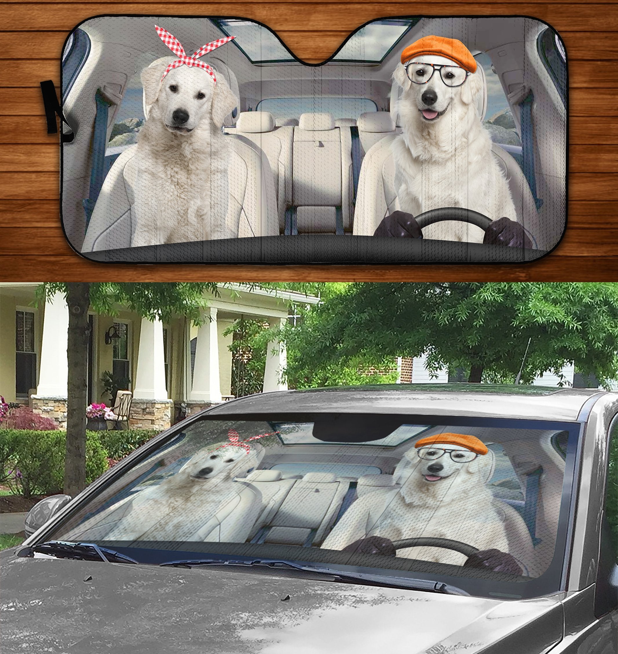 Two Kuvaszs Family Car Windshield Auto Sunshade Amazing Best Gift Ideas 2021