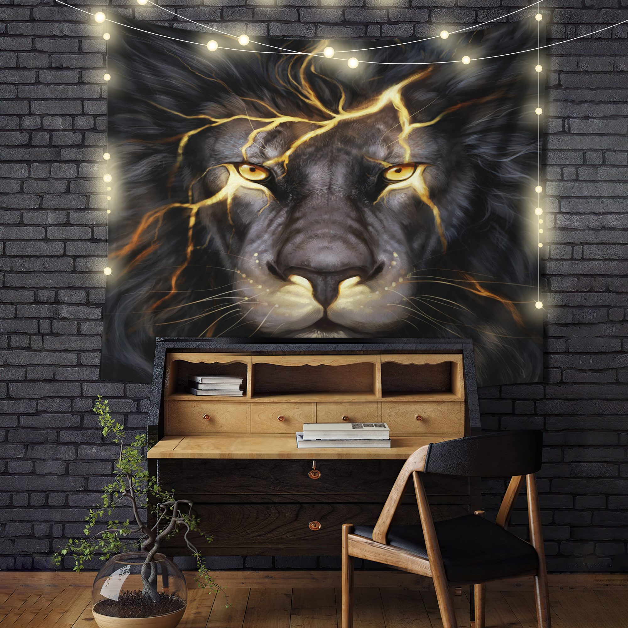Lion Thunder Tapestry Room Decor