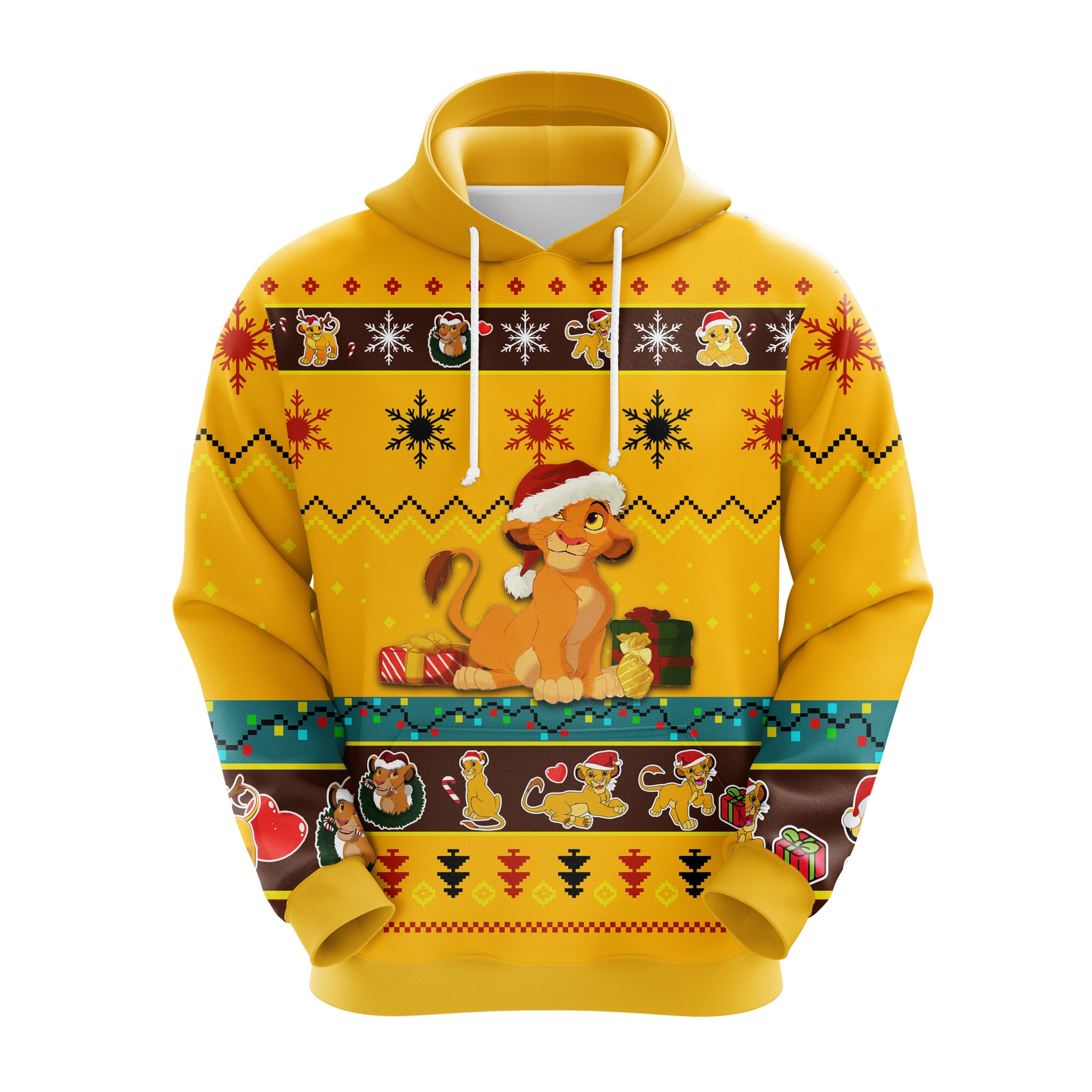 Lion King Christmas Cute Noel Mc Ugly Hoodie Yellow 2- Amazing Gift Idea Thanksgiving Gift