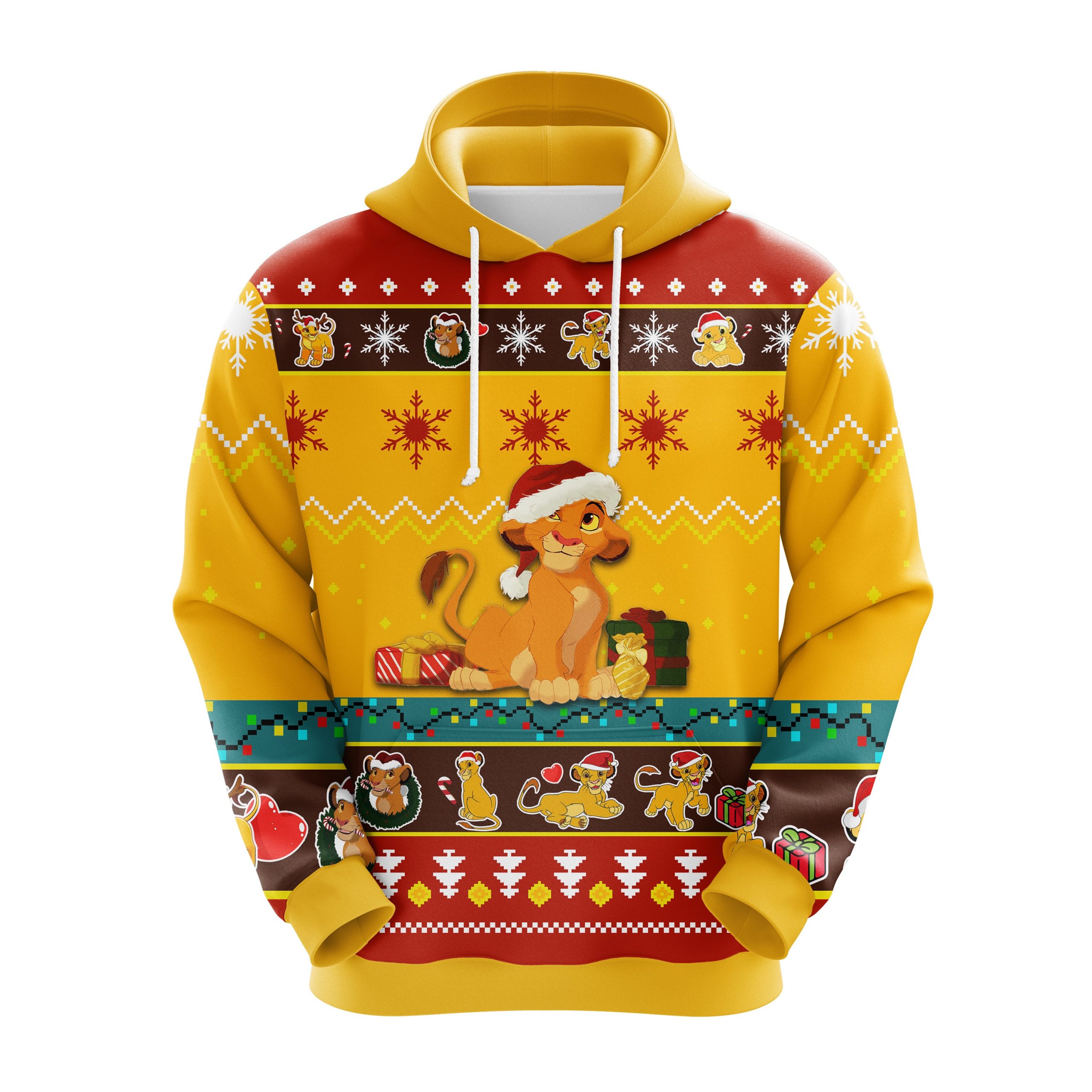 Lion King Christmas Cute Noel Mc Ugly Hoodie Yellow 1- Amazing Gift Idea Thanksgiving Gift