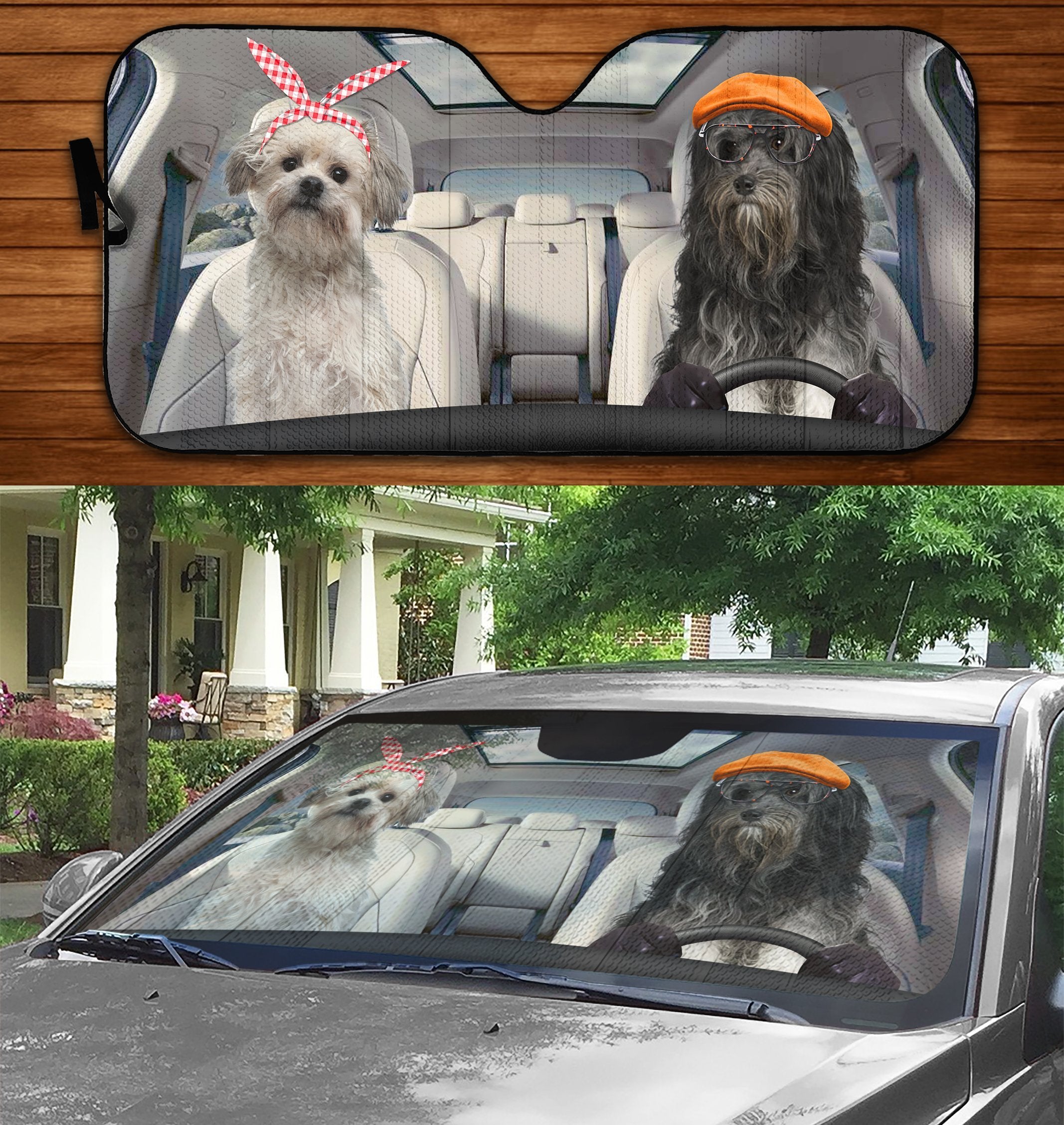 Two Lowchens Family Car Windshield Auto Sunshade Amazing Best Gift Ideas 2021