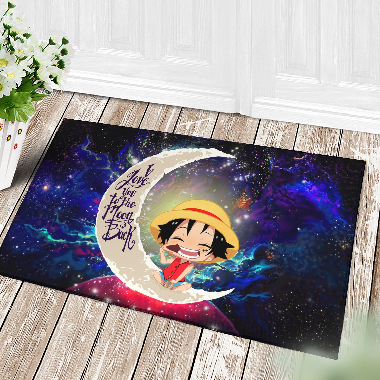 Luffy One Piece Love You To The Moon Galaxy Back Door Mats Home Decor